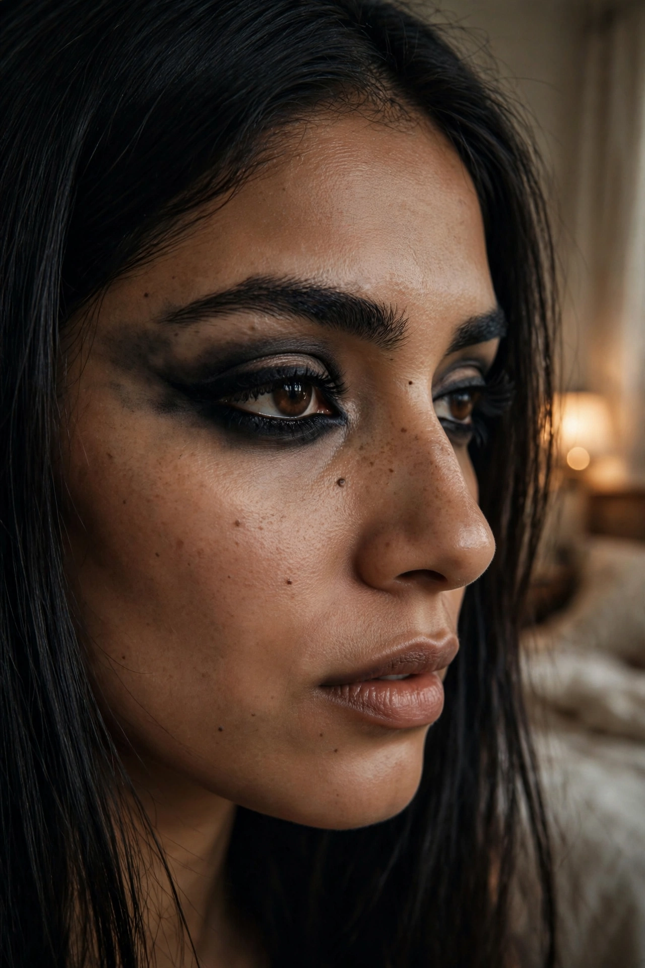 Smudged kohl siren eye close-up