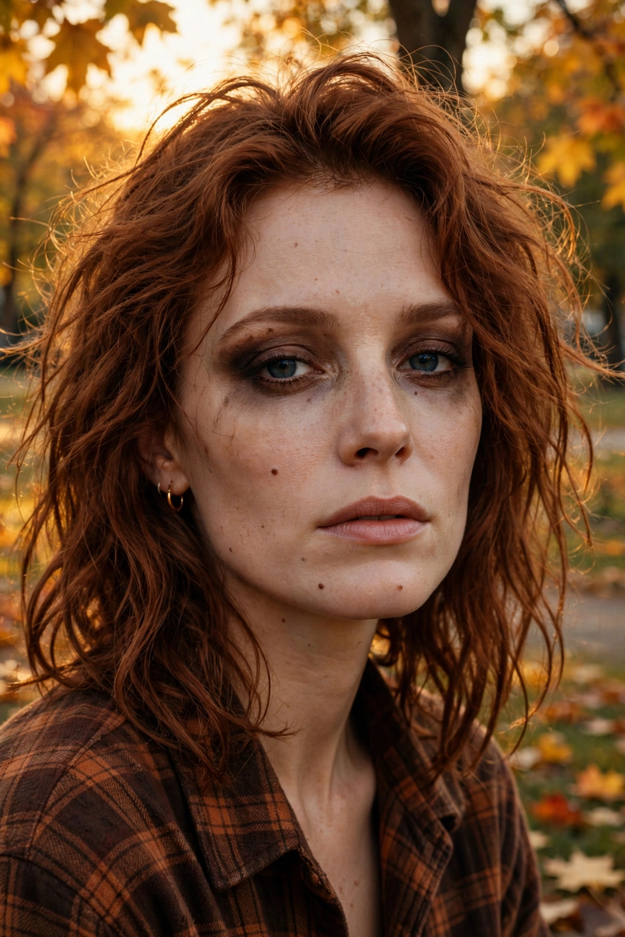 Grunge brown smoky eye with messy texture
