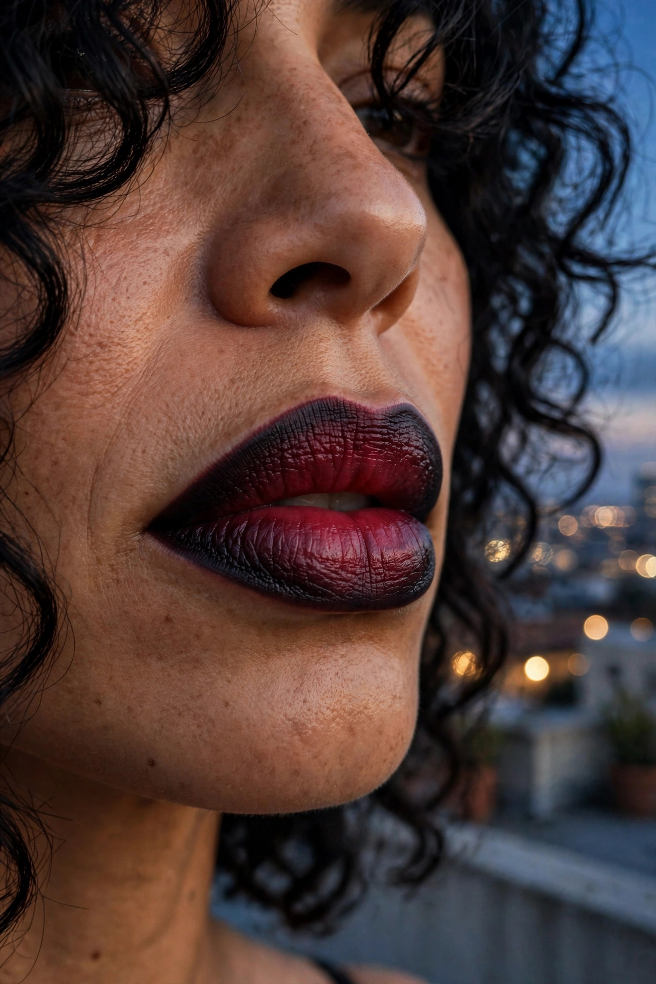 Black cherry ombre lip with dark edges