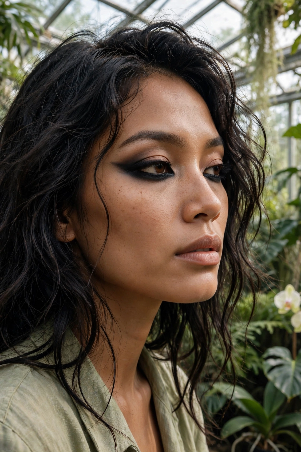 Reverse cat eye with smoky lower lash line