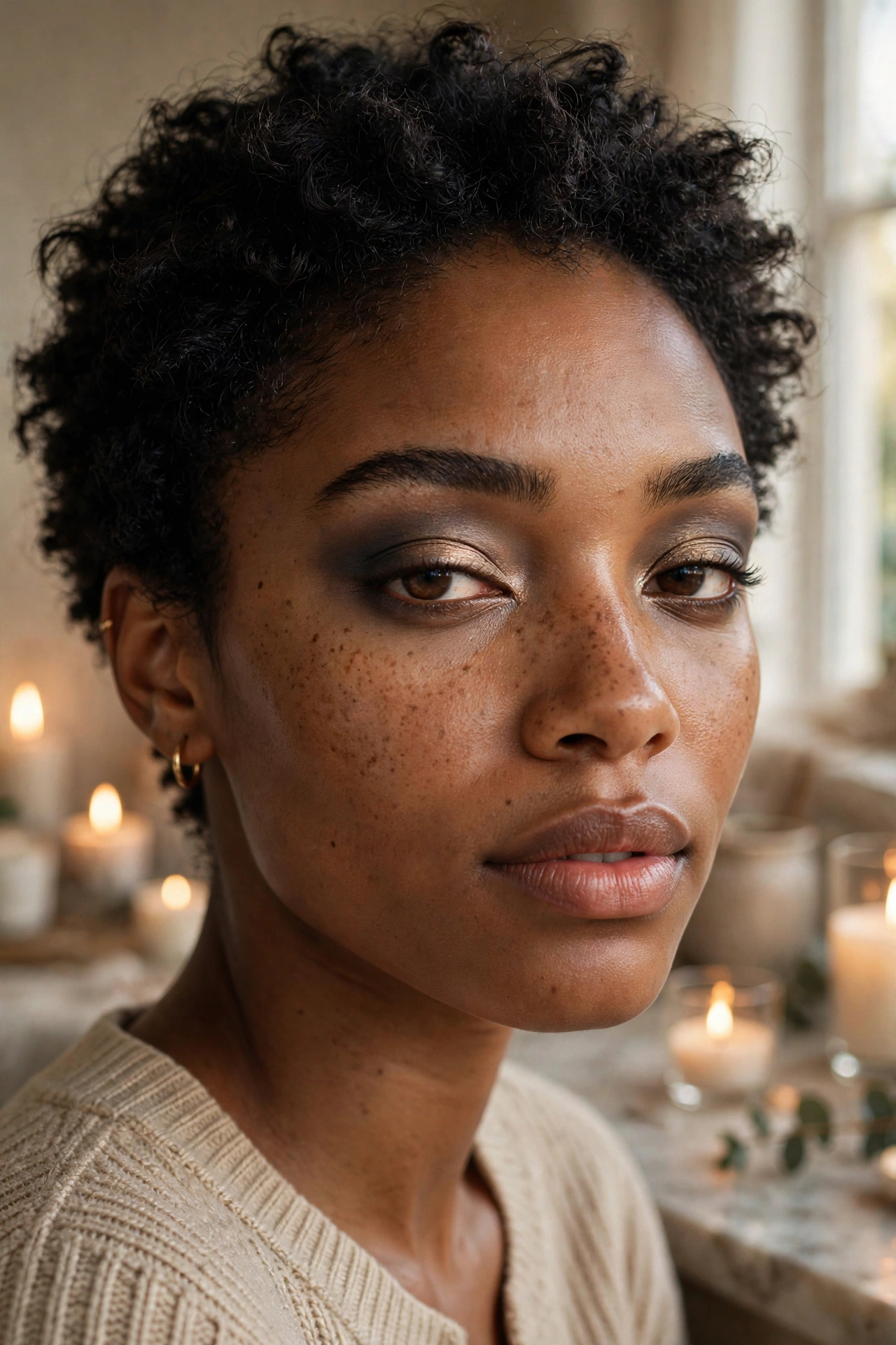 Charcoal smoky eye blended softly