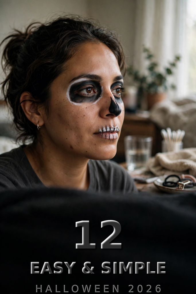 12 easy skull makeup looks for Halloween on a woman with beginner-friendly face paint