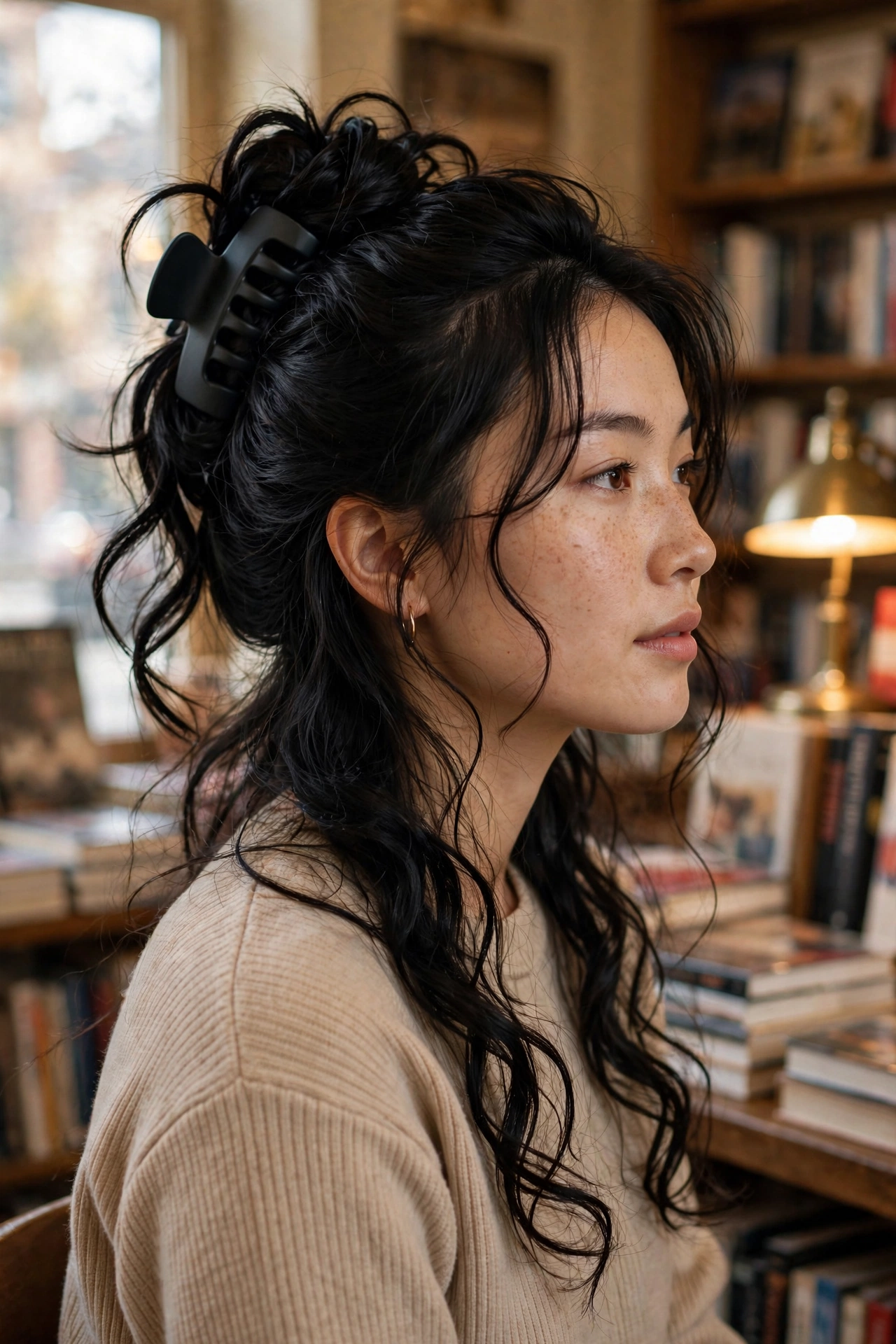 Claw clip twisted hairstyle