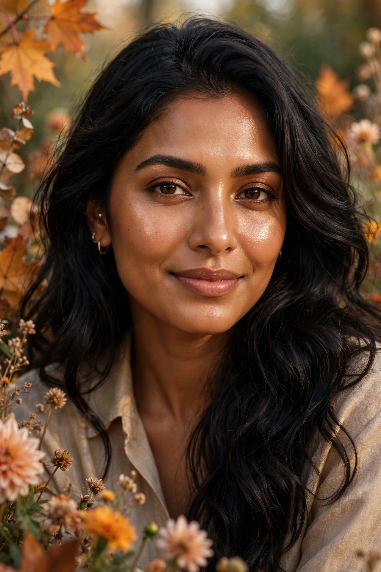 Bronze glowing skin makeup