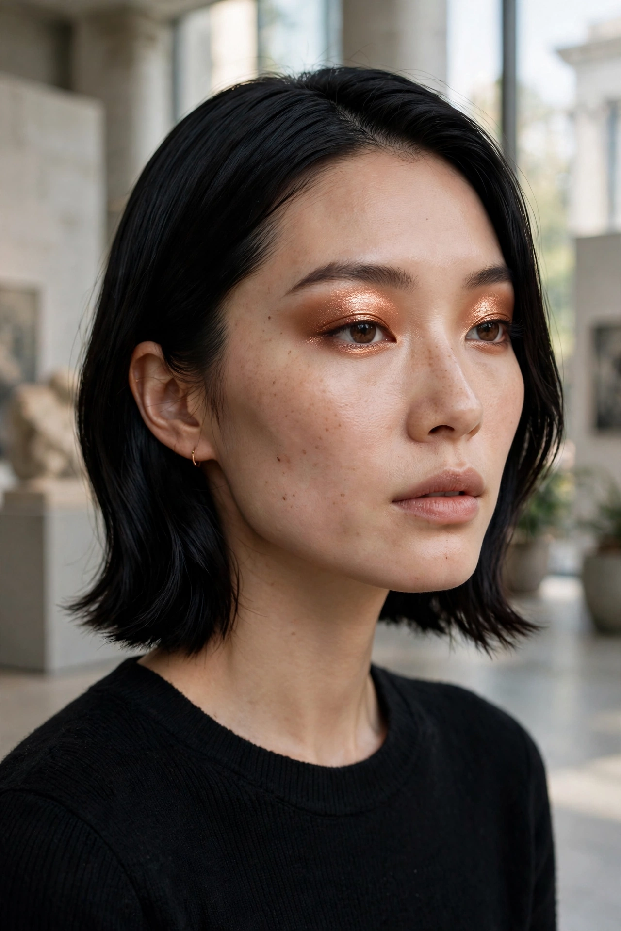 Copper shimmer eyeshadow