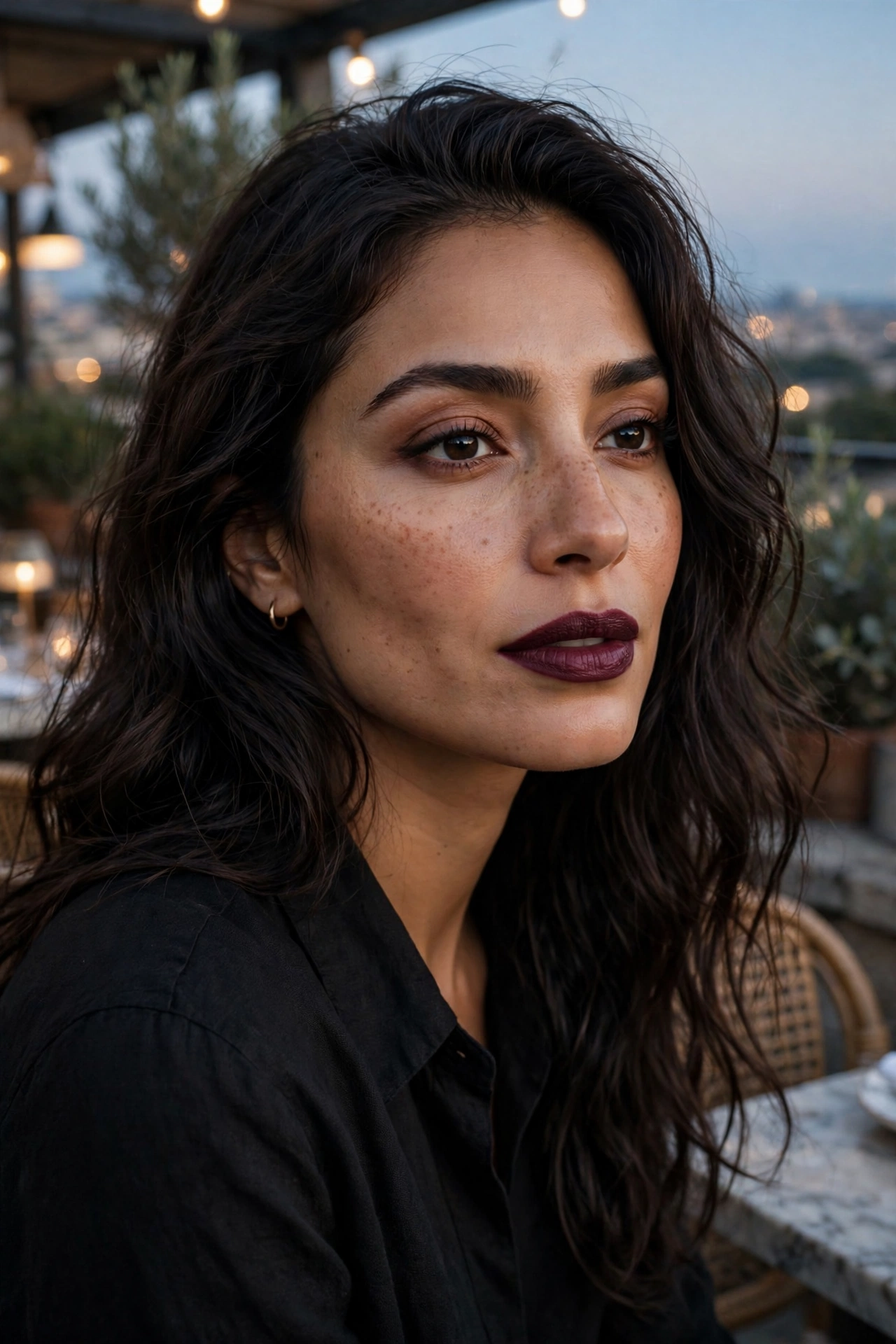 Deep plum lipstick