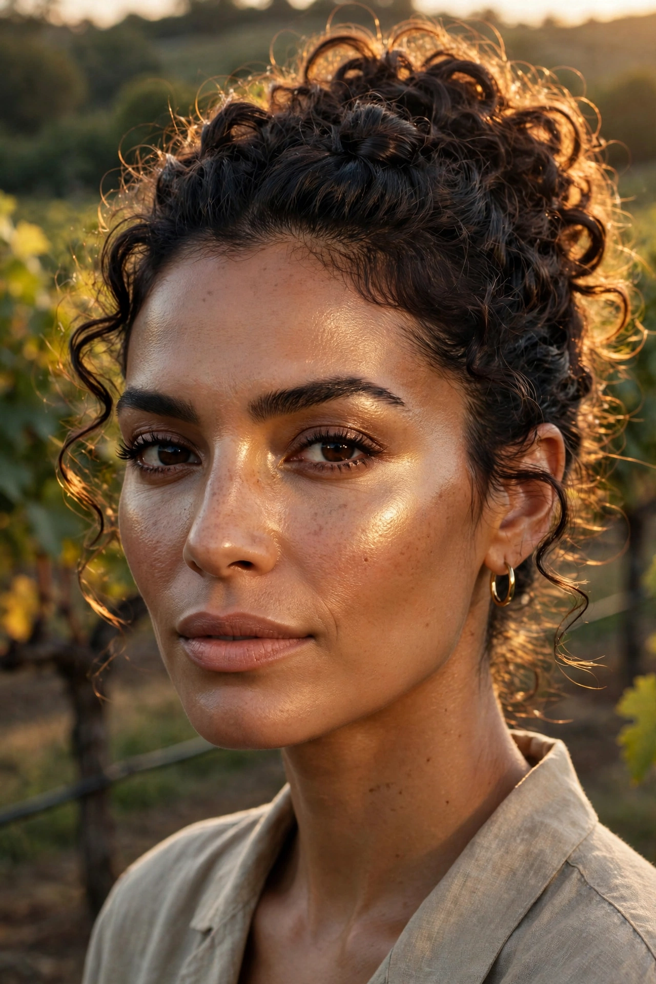 Golden highlighter on cheekbones