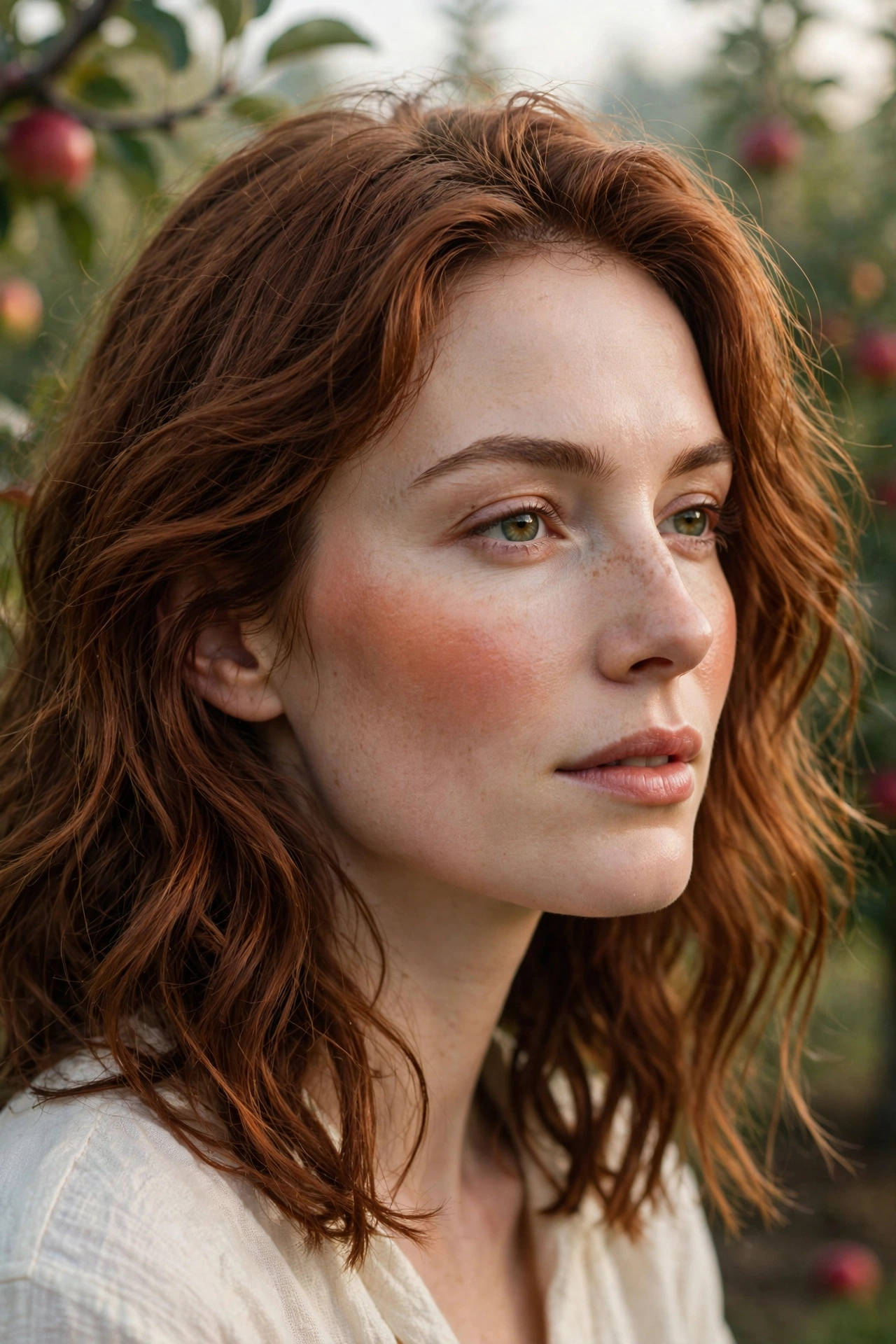 Burnt orange blush on cheeks