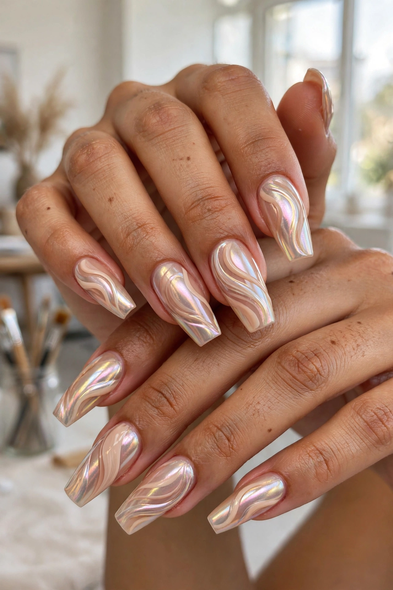 Glazed swirl nail art
