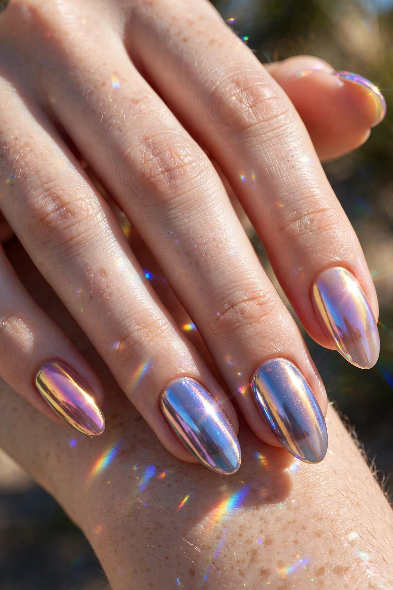 Iridescent glazed donut nails