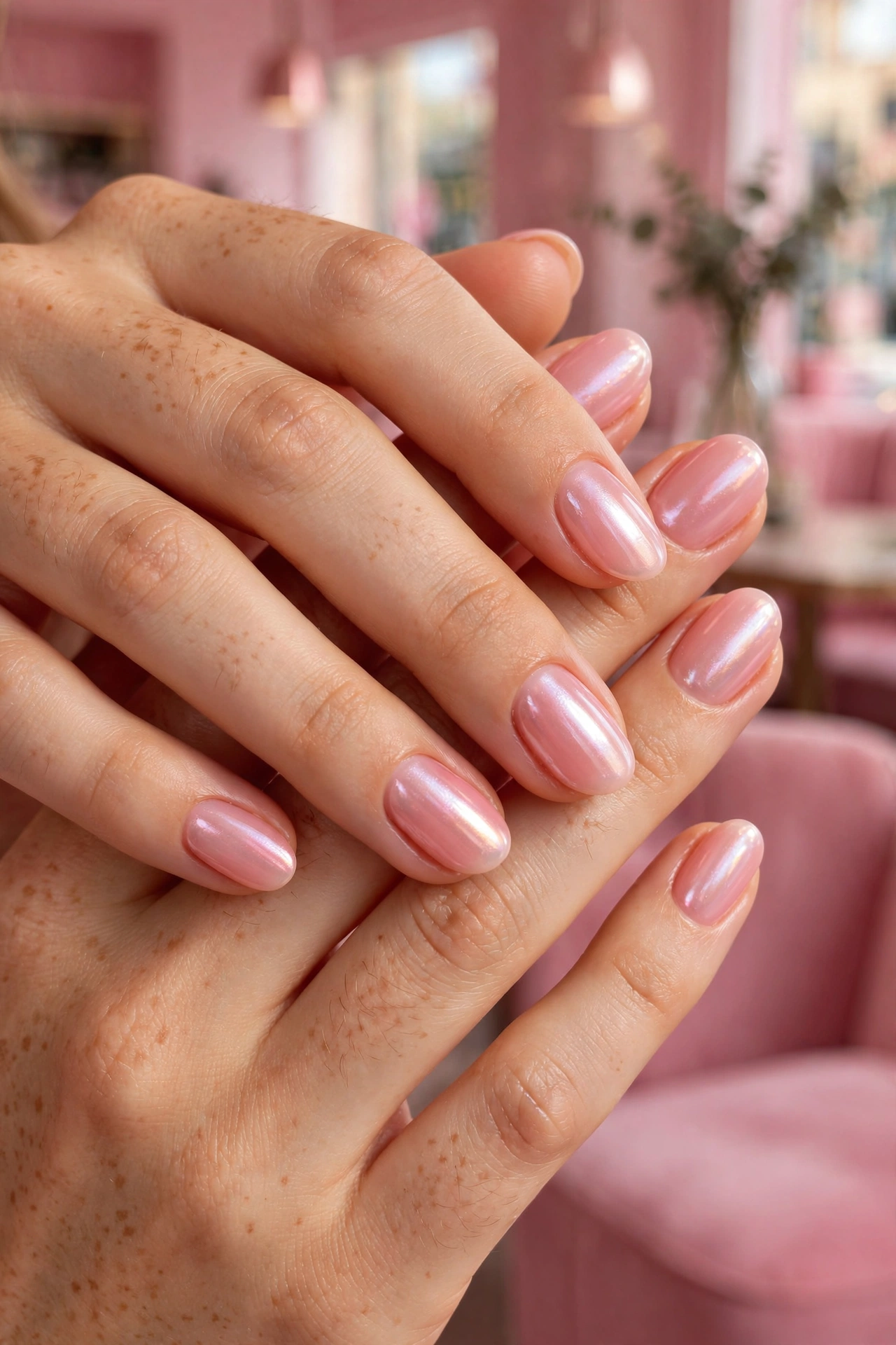 Strawberry milk glazed donut nails