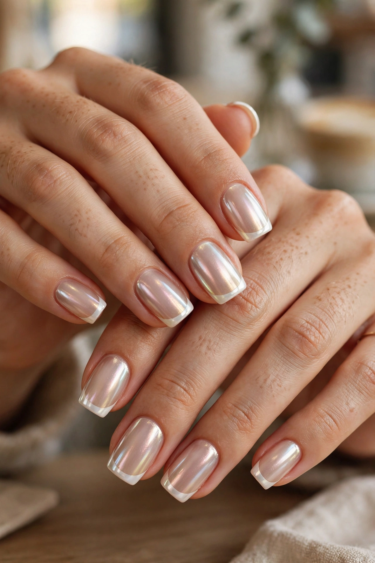 Glazed french tip nails