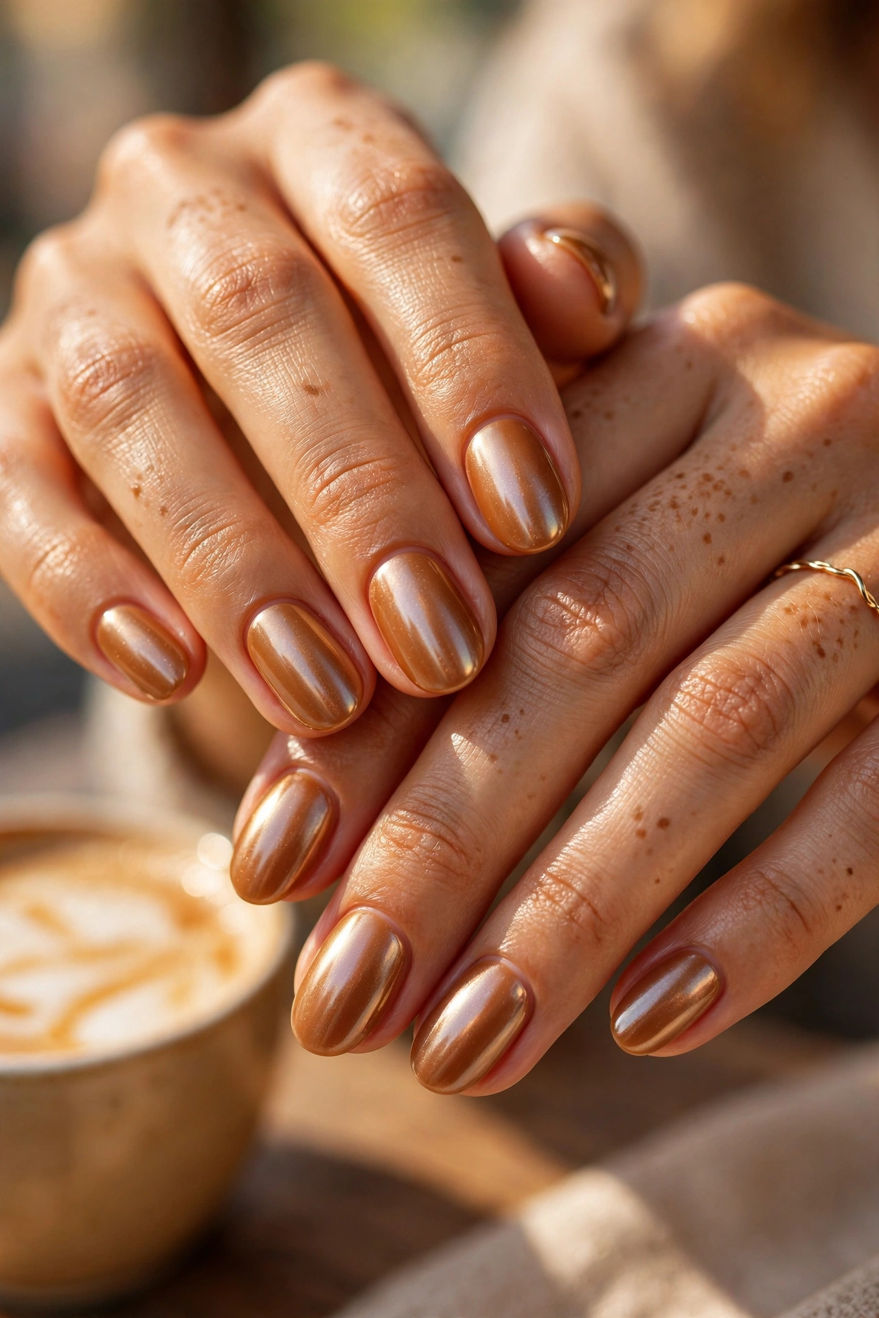 Caramel glazed donut nails