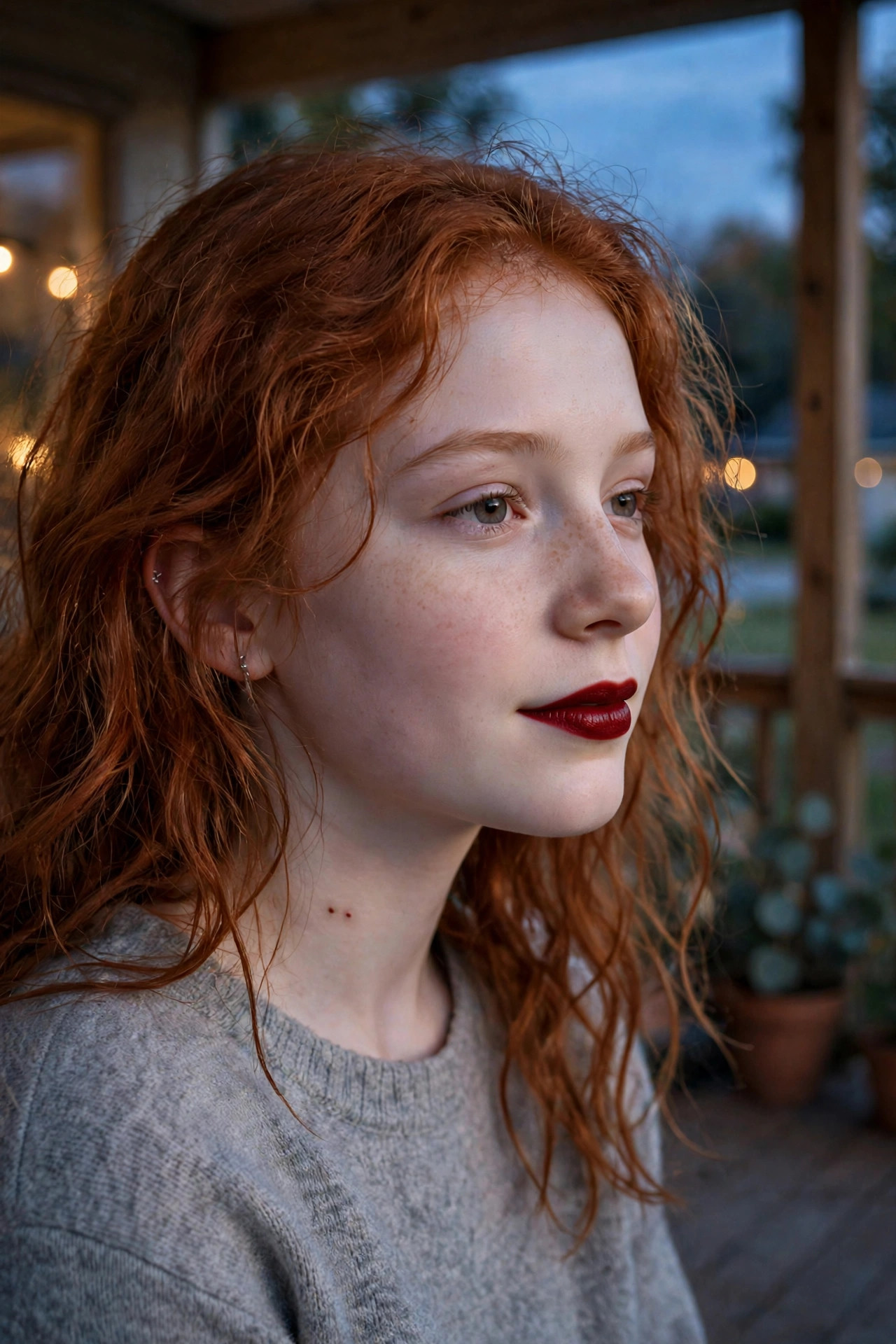 Teen with subtle vampire makeup and two small bite marks on the neck