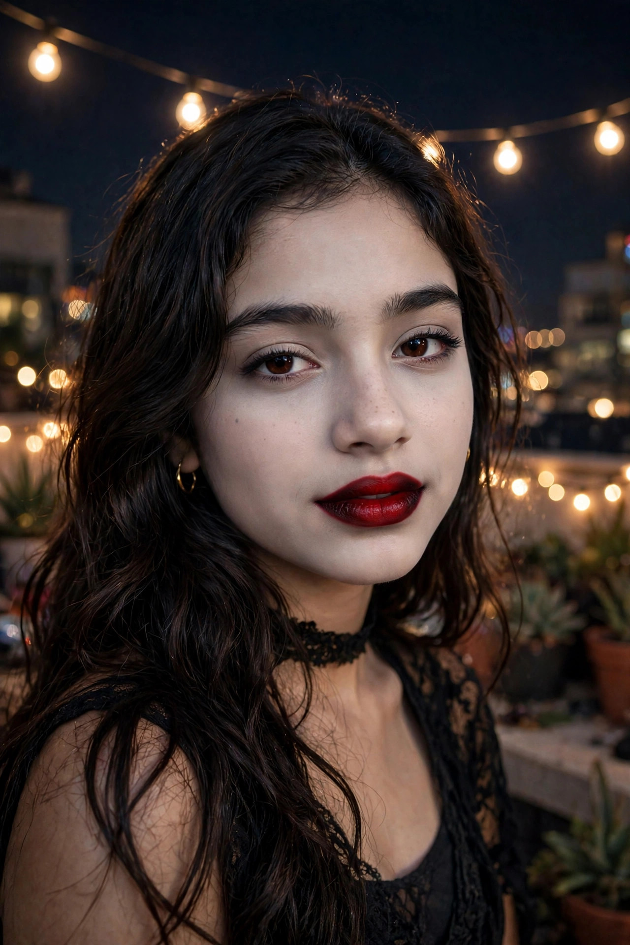 Teen with a bold ombre blood-red lip as the centerpiece of vampire makeup