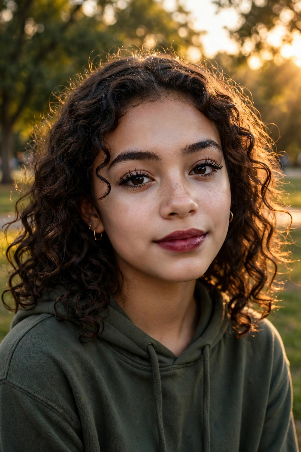 Teen with natural-looking vampire makeup and a berry-stained lip