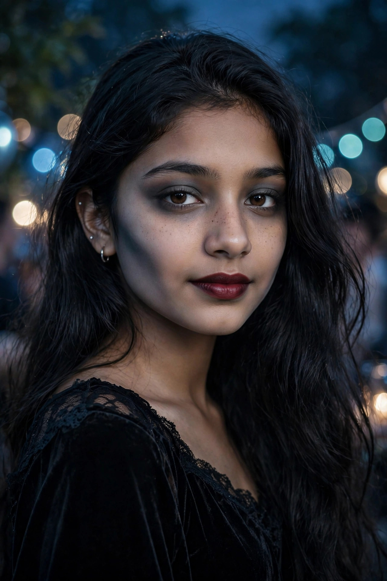 Teen with monochrome cool-toned vampire makeup using cohesive drugstore products