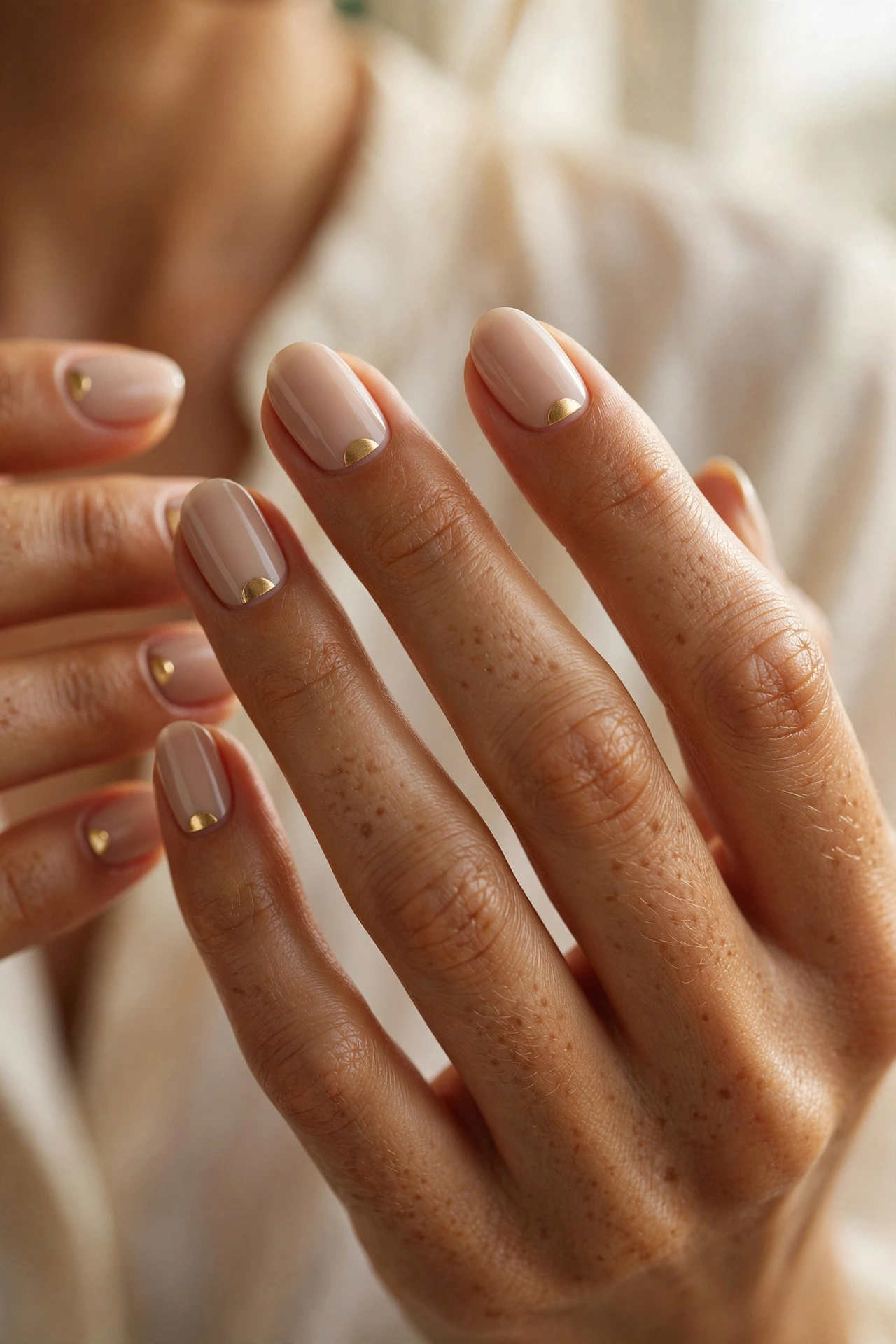 Tiny moon minimalist nail art