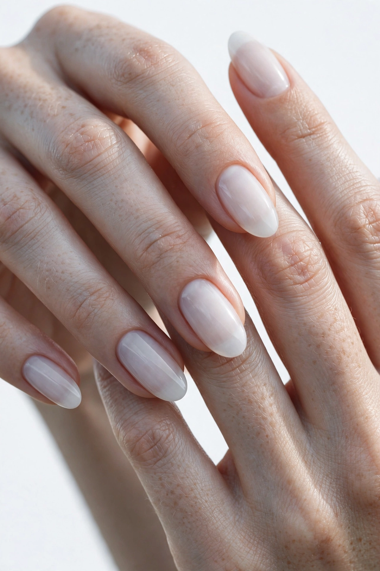 Sheer white minimalist nails