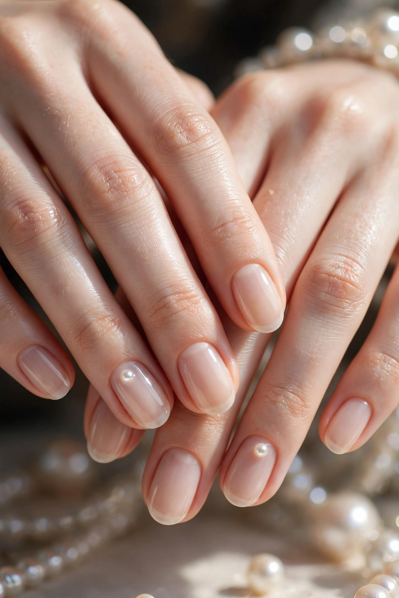 Single pearl minimalist nails