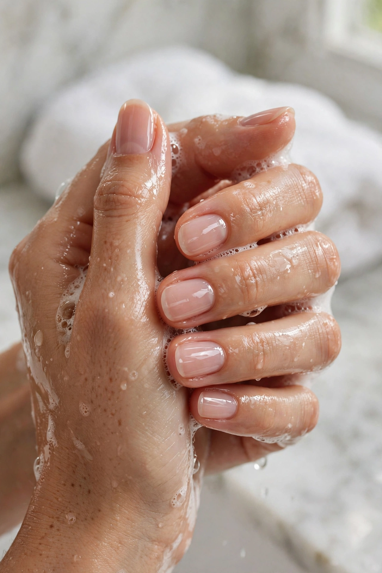 Soap nails clean glossy minimalist manicure