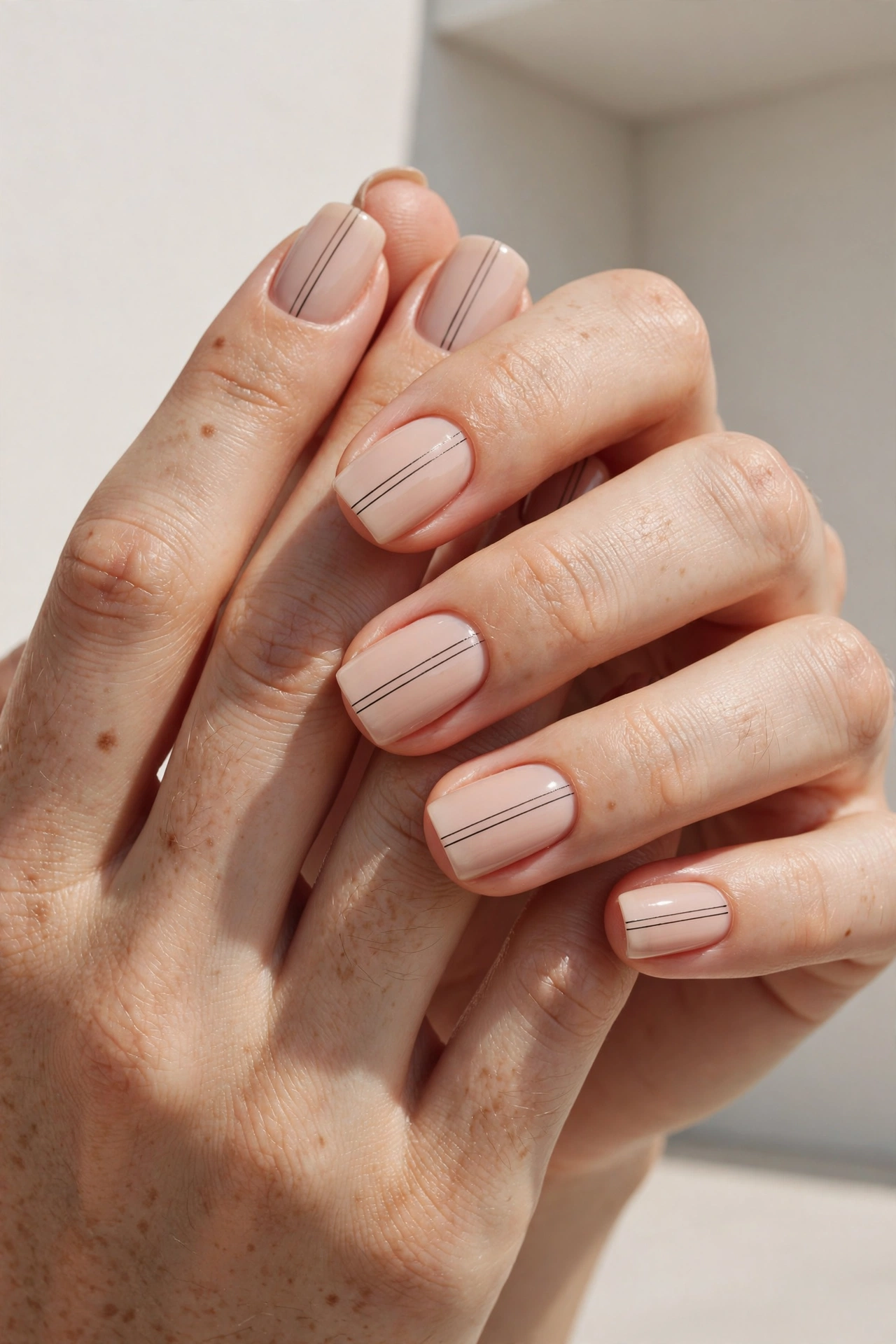 Double micro line minimalist nail art