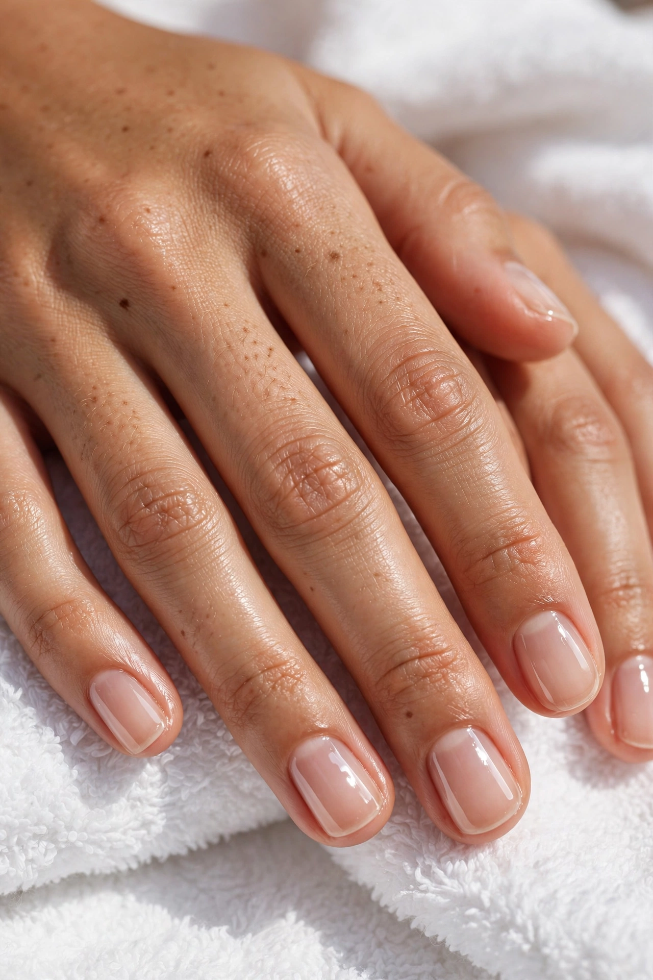 Clear glossy natural nails