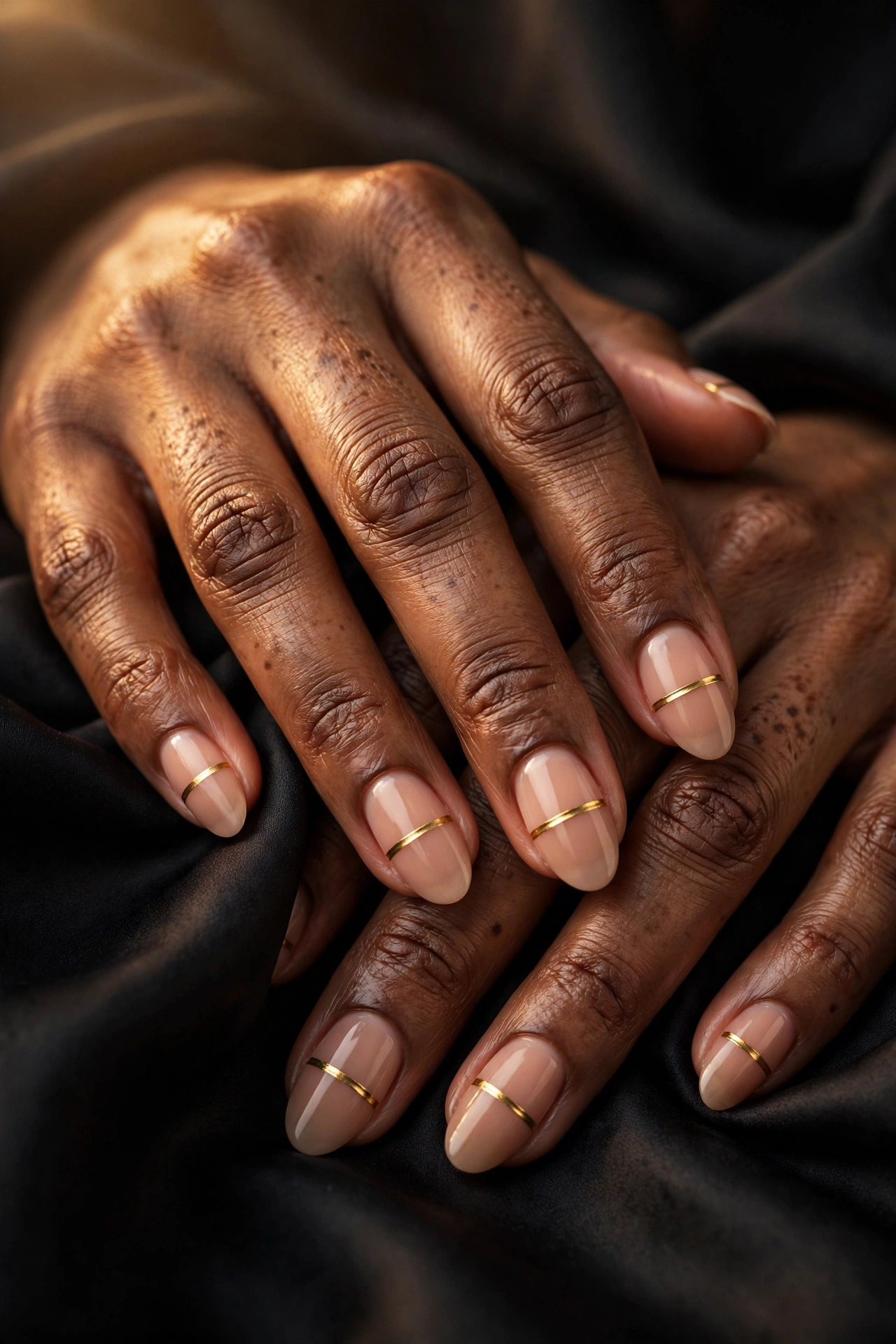 Single gold stripe nail art