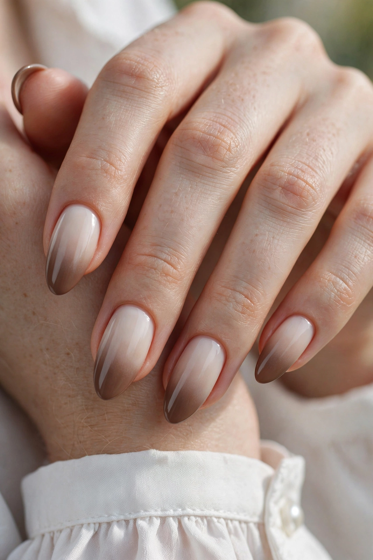 Mocha french ombre baby boomer nails