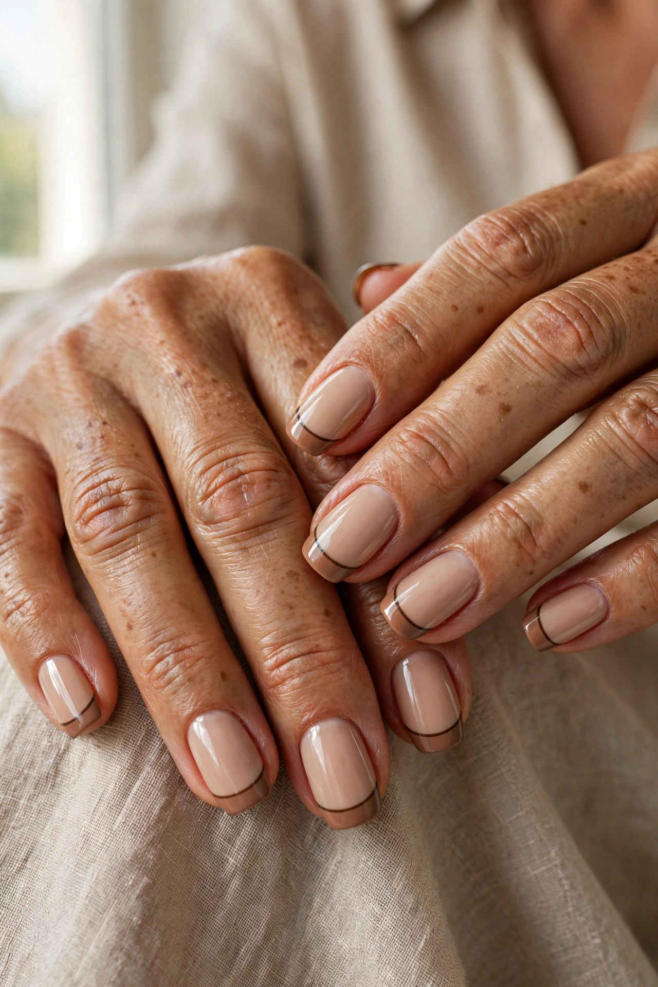 Two-tone mocha tip nails