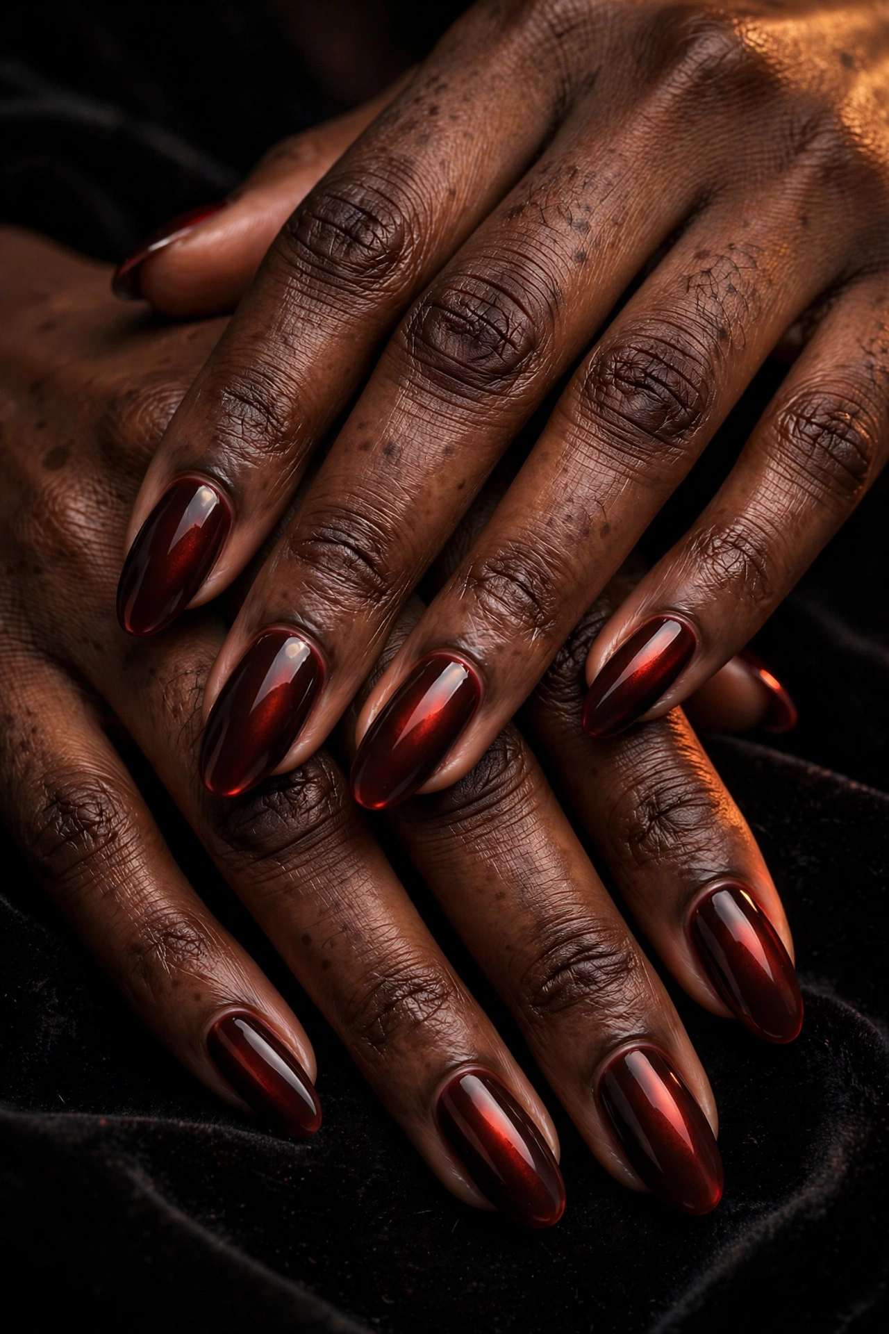 Cherry mocha nails in deep brown-red