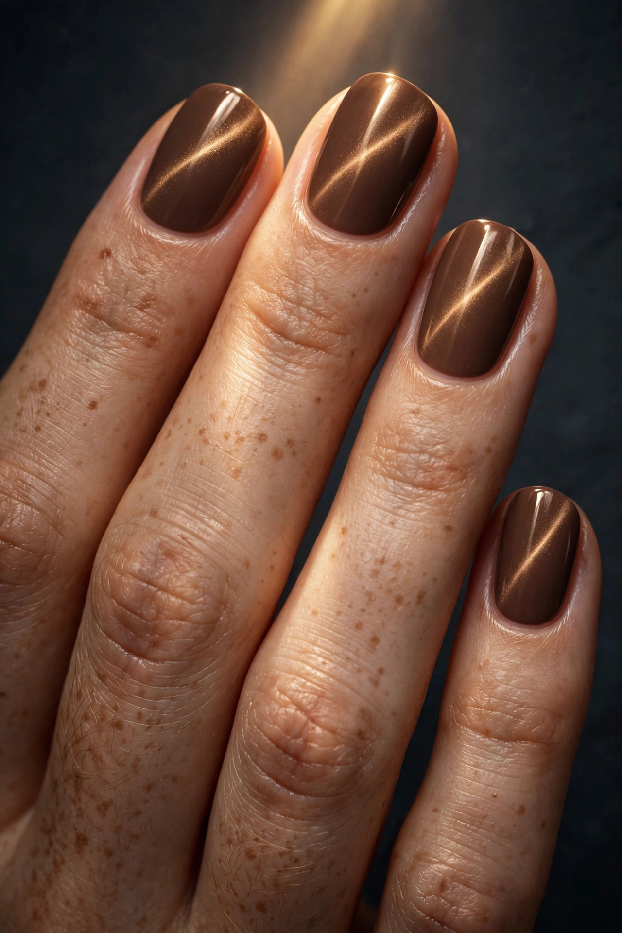 Mocha cat-eye magnetic nails