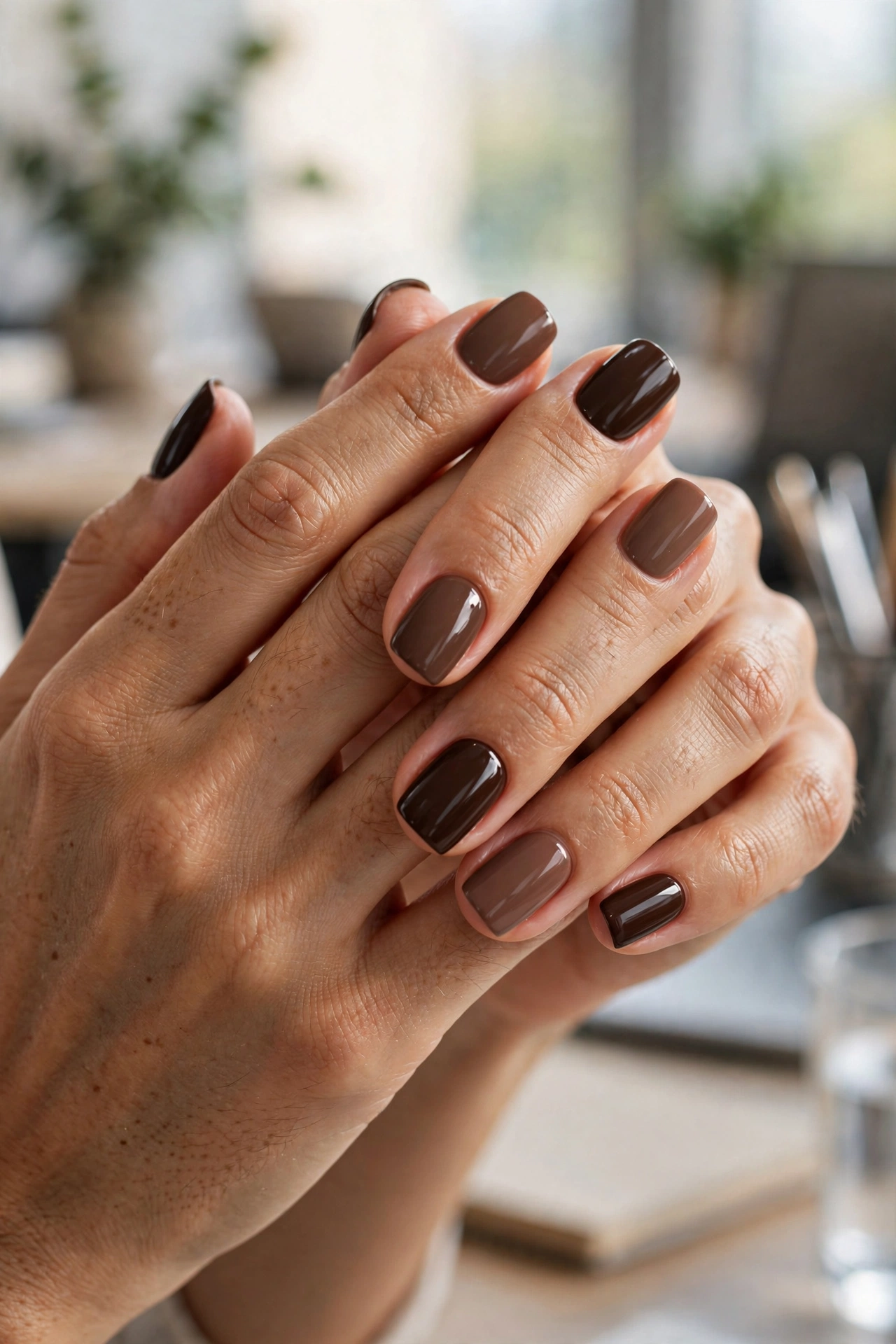 Espresso and mocha alternating nails