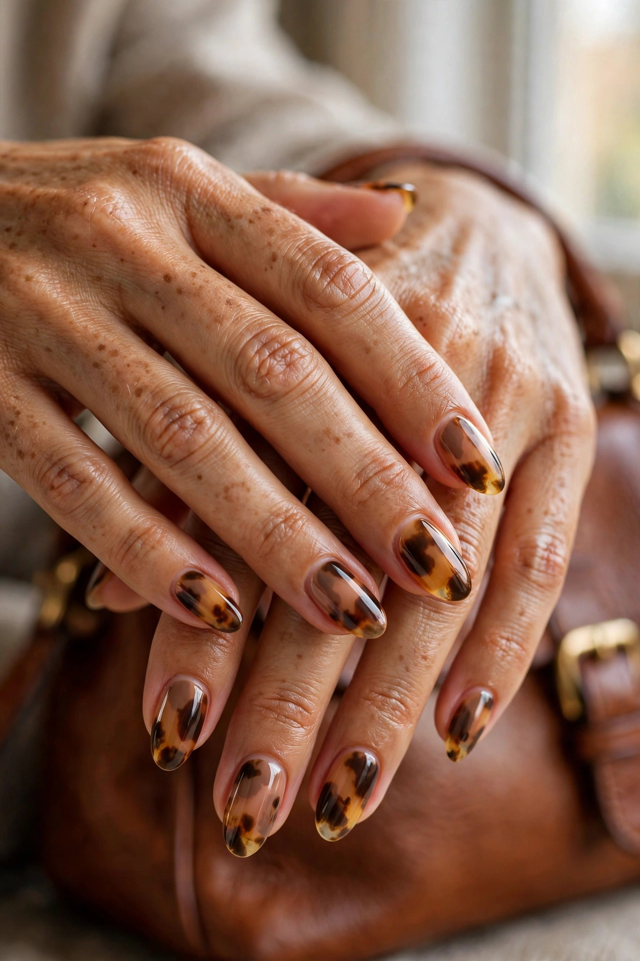 Tortoiseshell mocha nail art