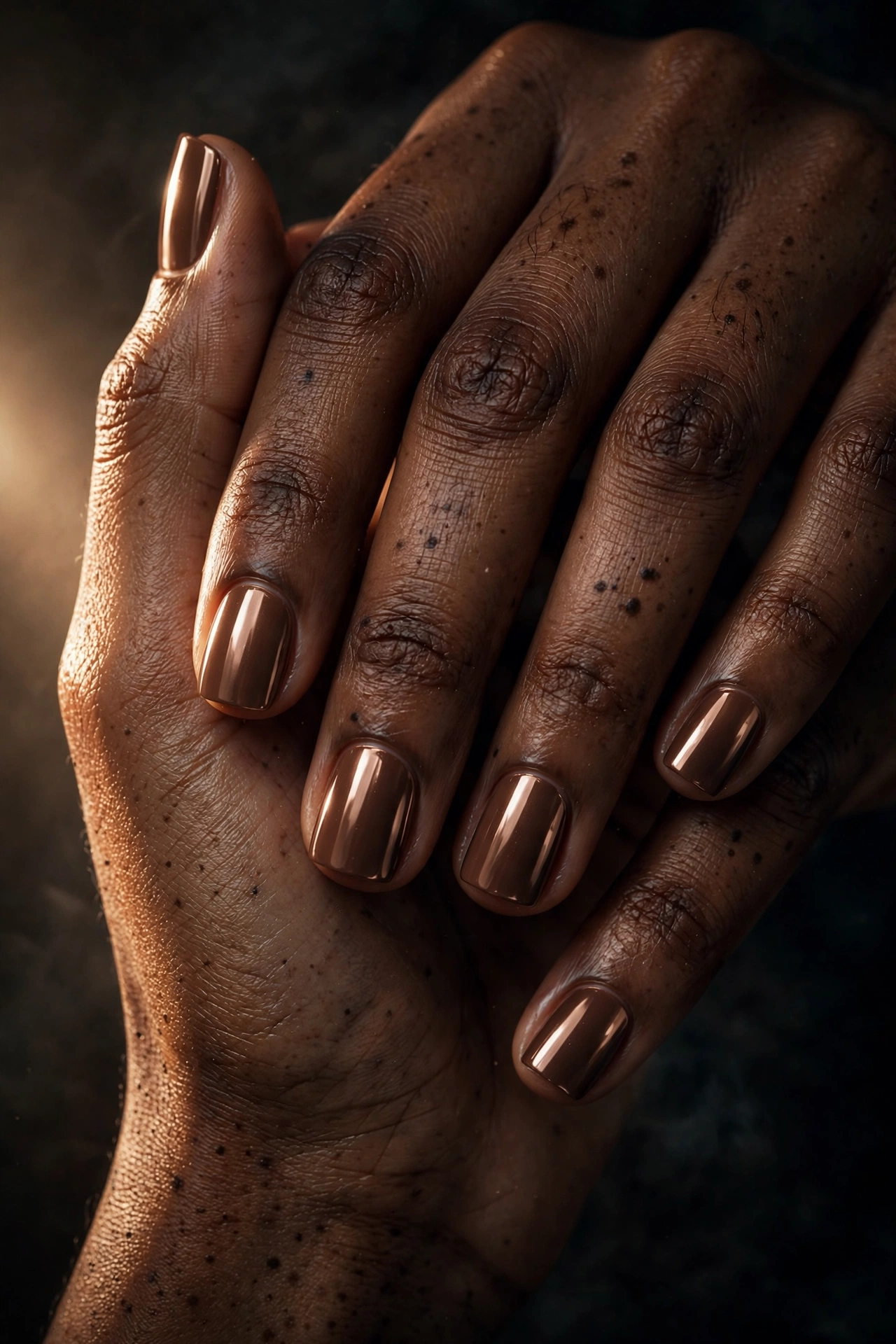 Mocha chrome nails