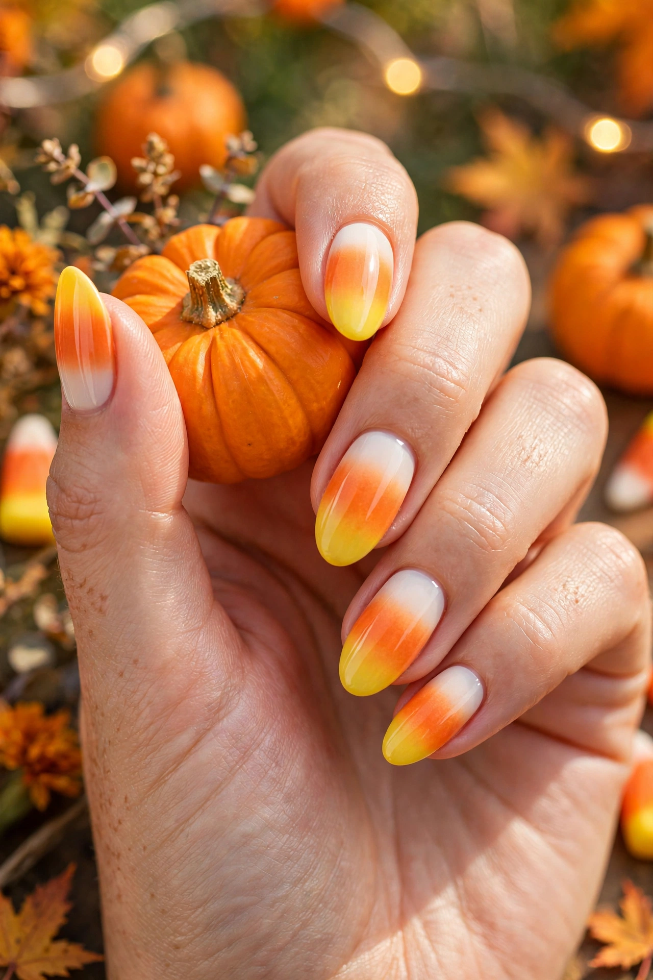 Candy corn gradient nail tips