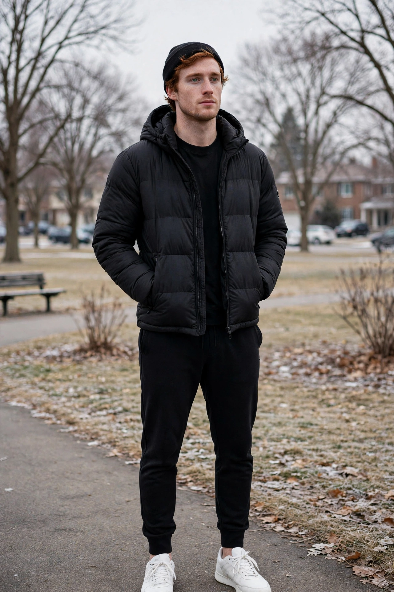 Puffer jacket with joggers
