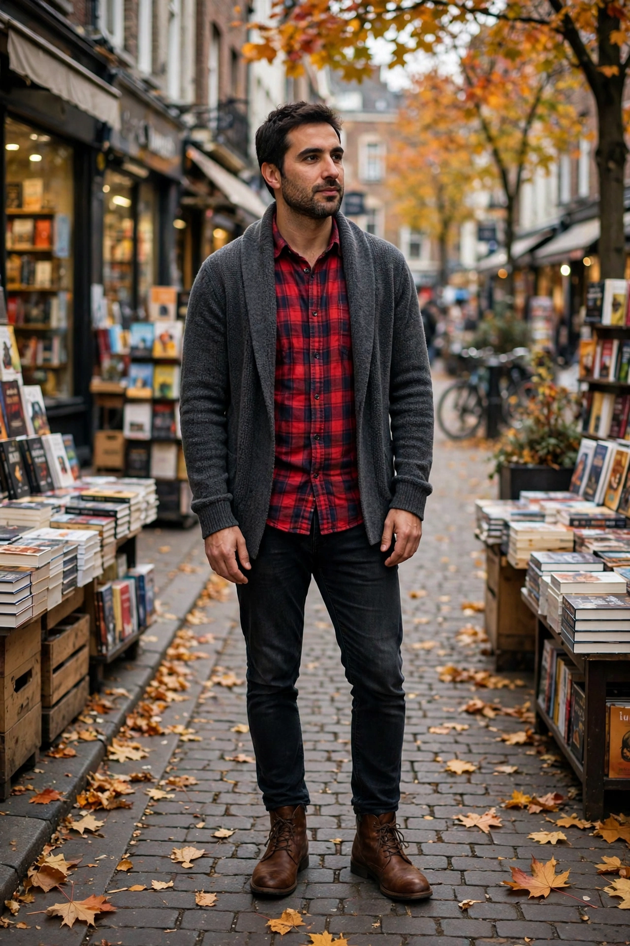 Red flannel with cardigan layer