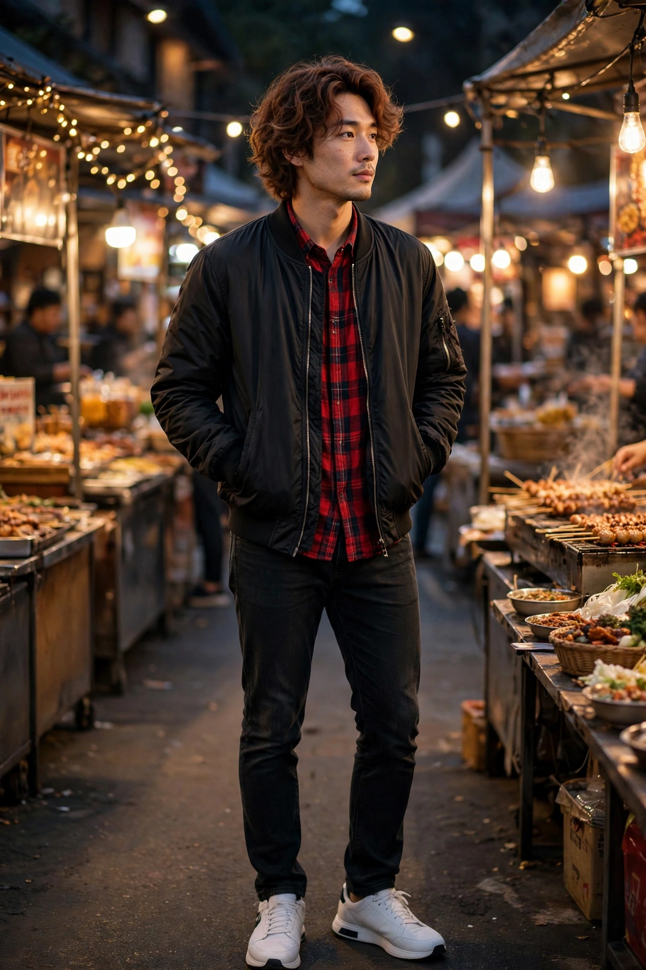 Red flannel with bomber jacket