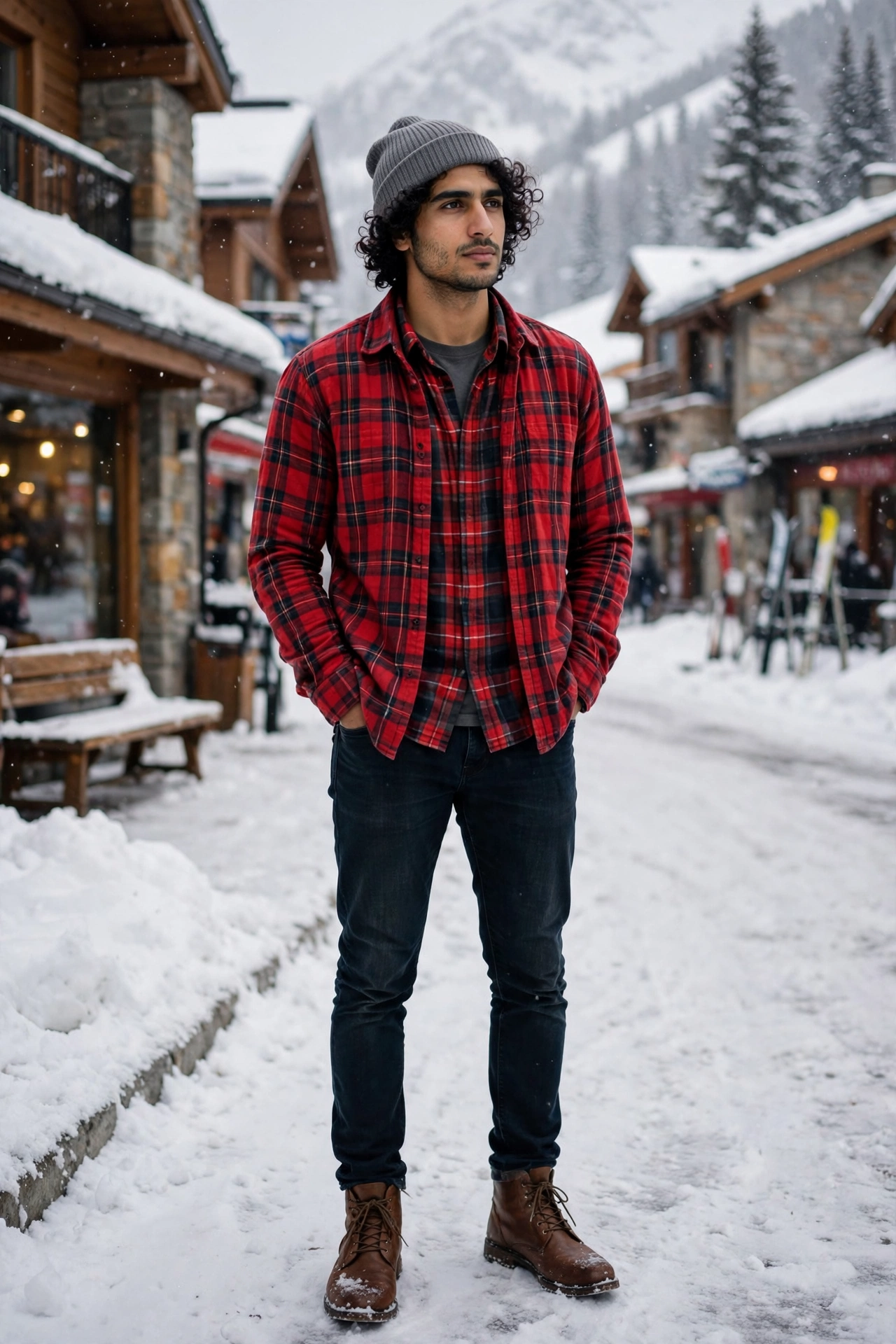Red flannel with beanie