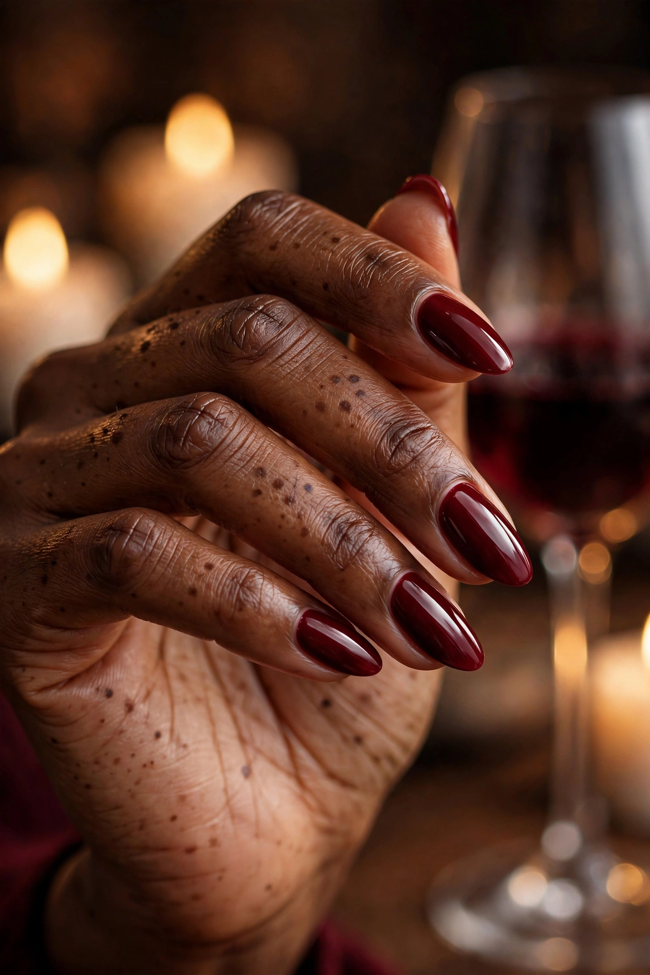 Rich burgundy nails