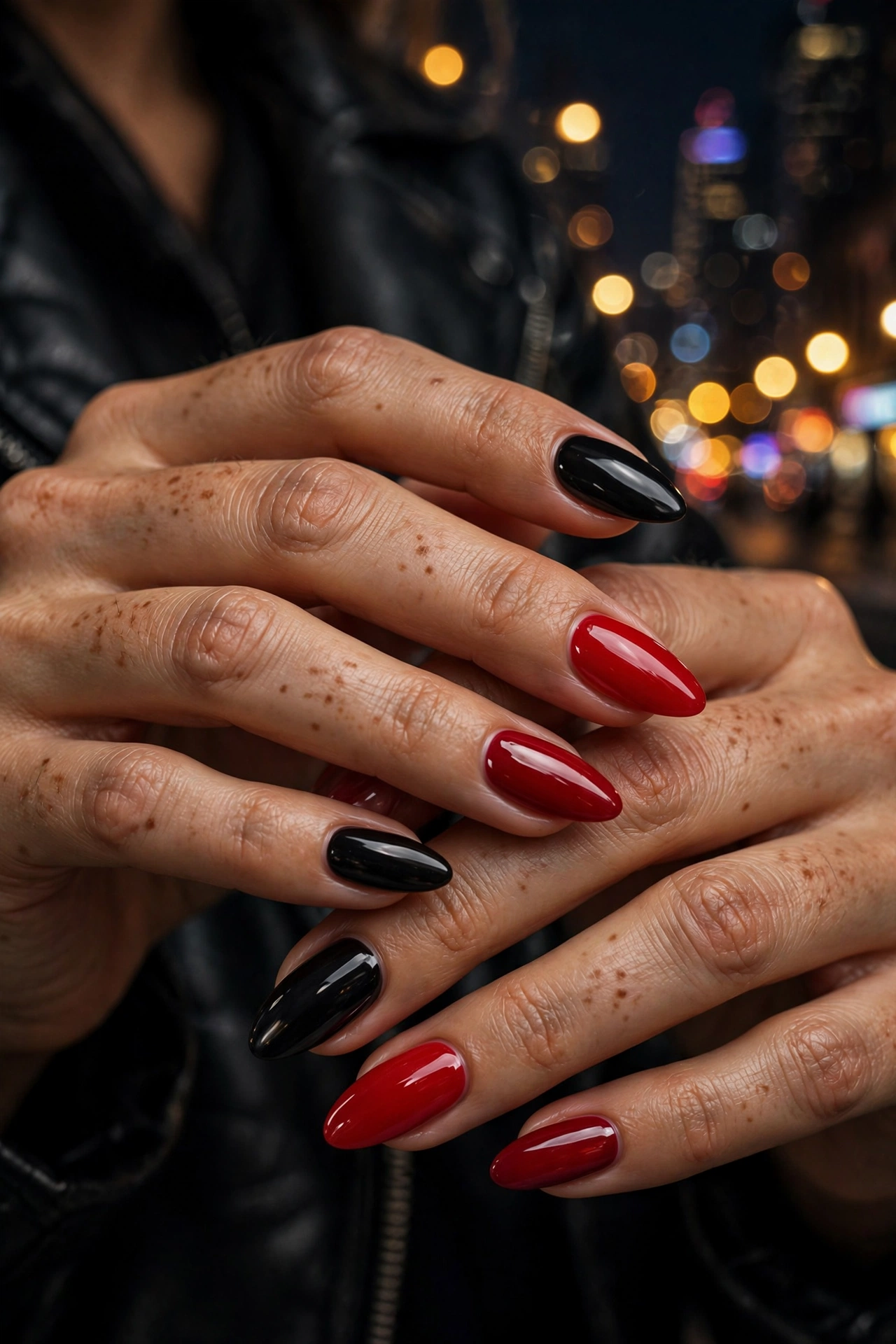 Red and black nail design