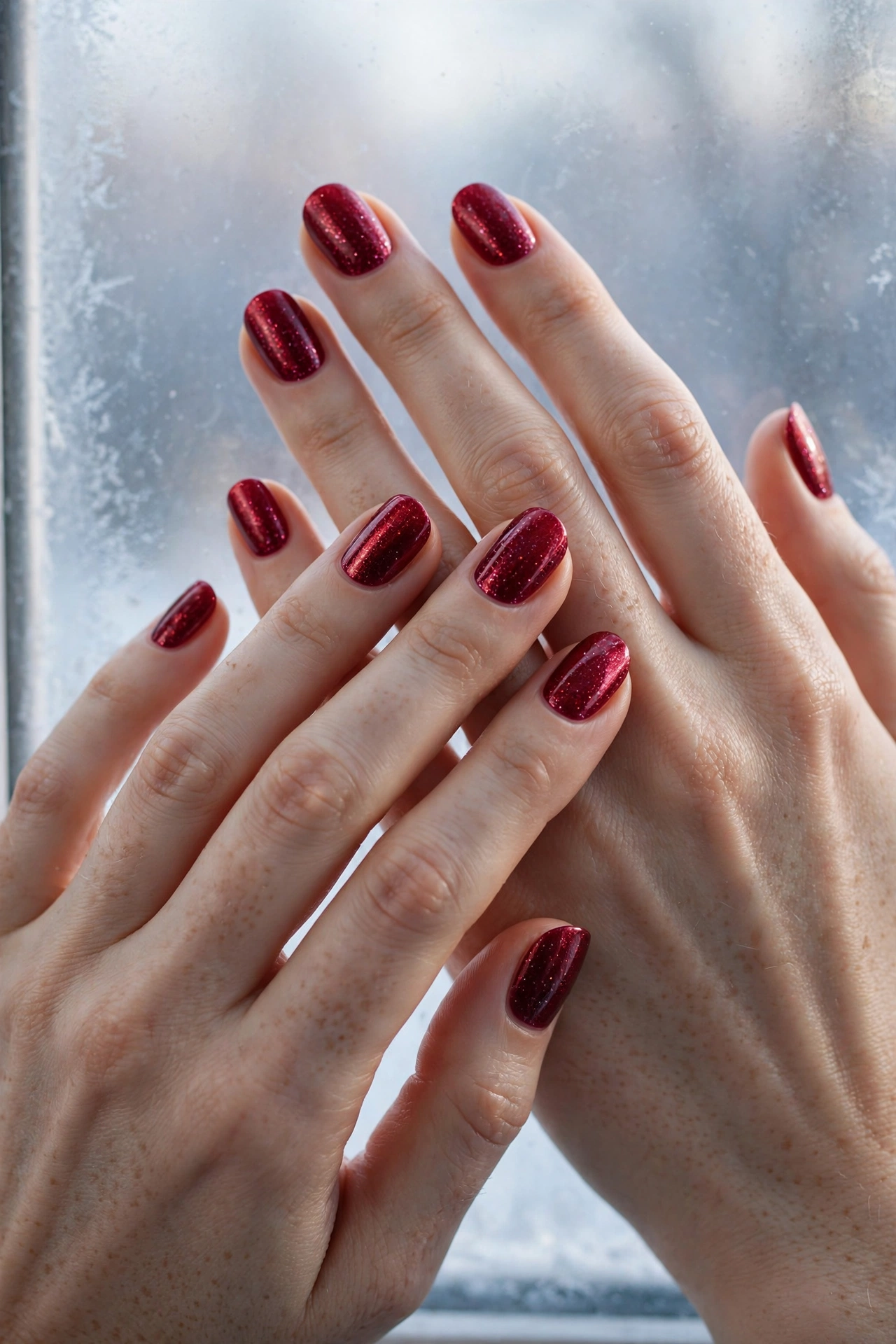 Cranberry shimmer nails