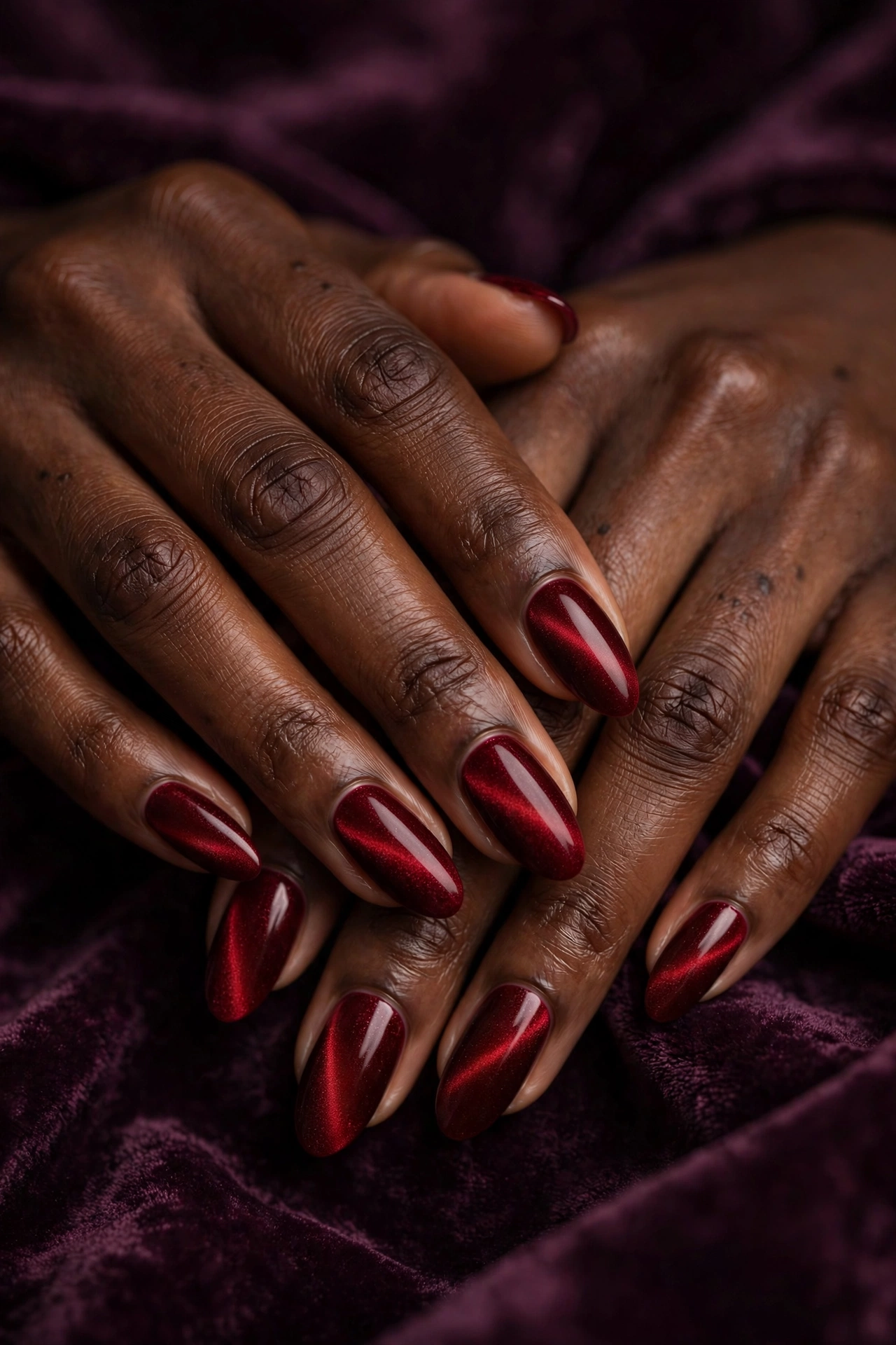 Red velvet magnetic nails