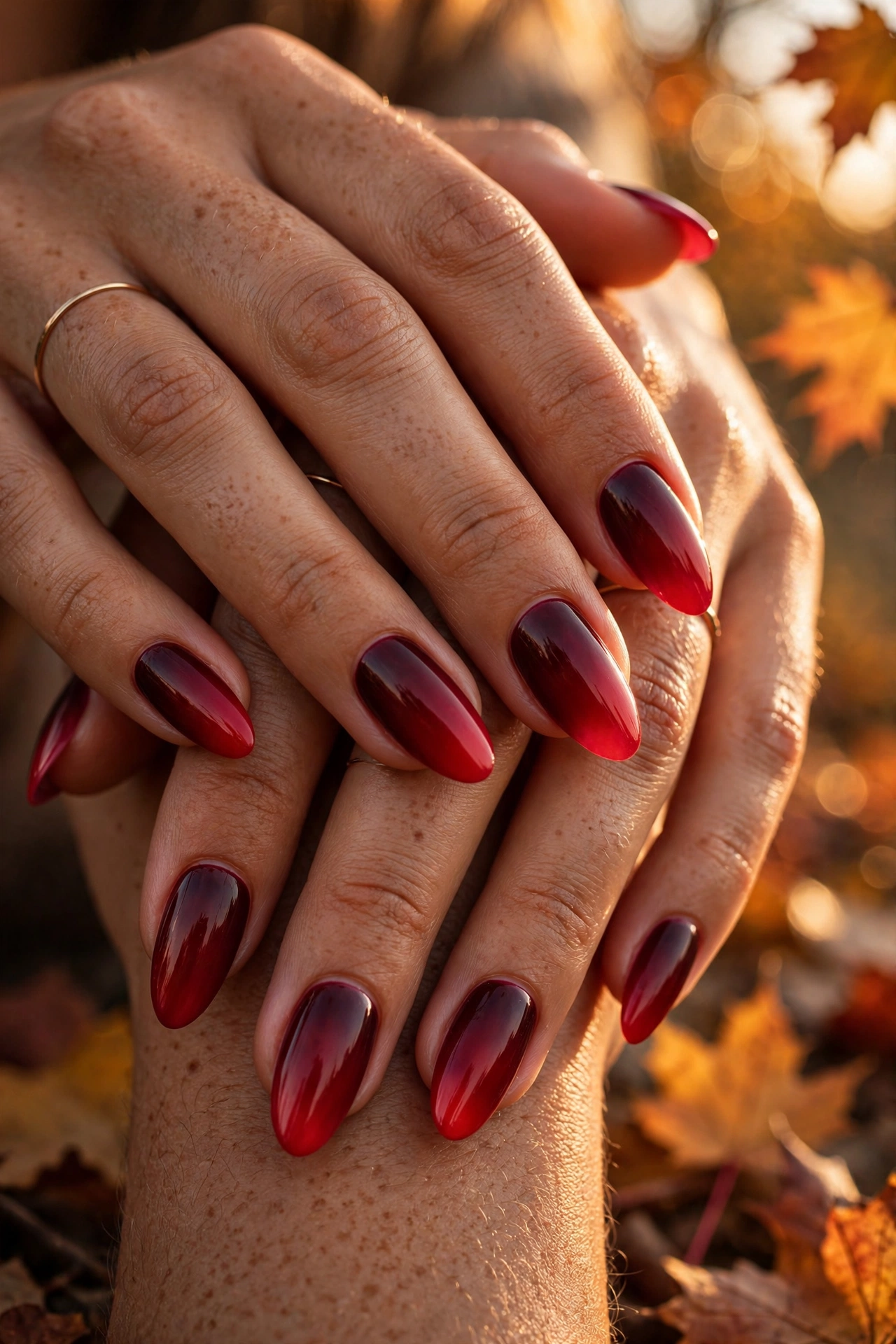 Red ombre nails