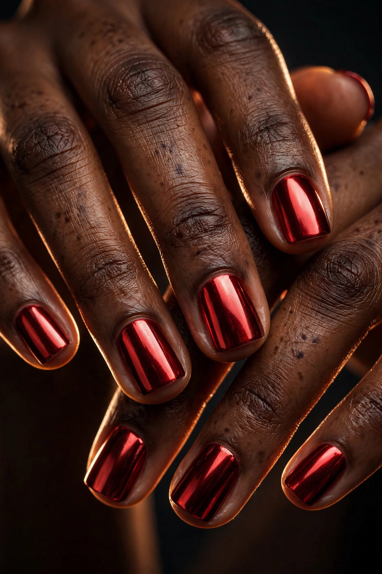 Red chrome nails
