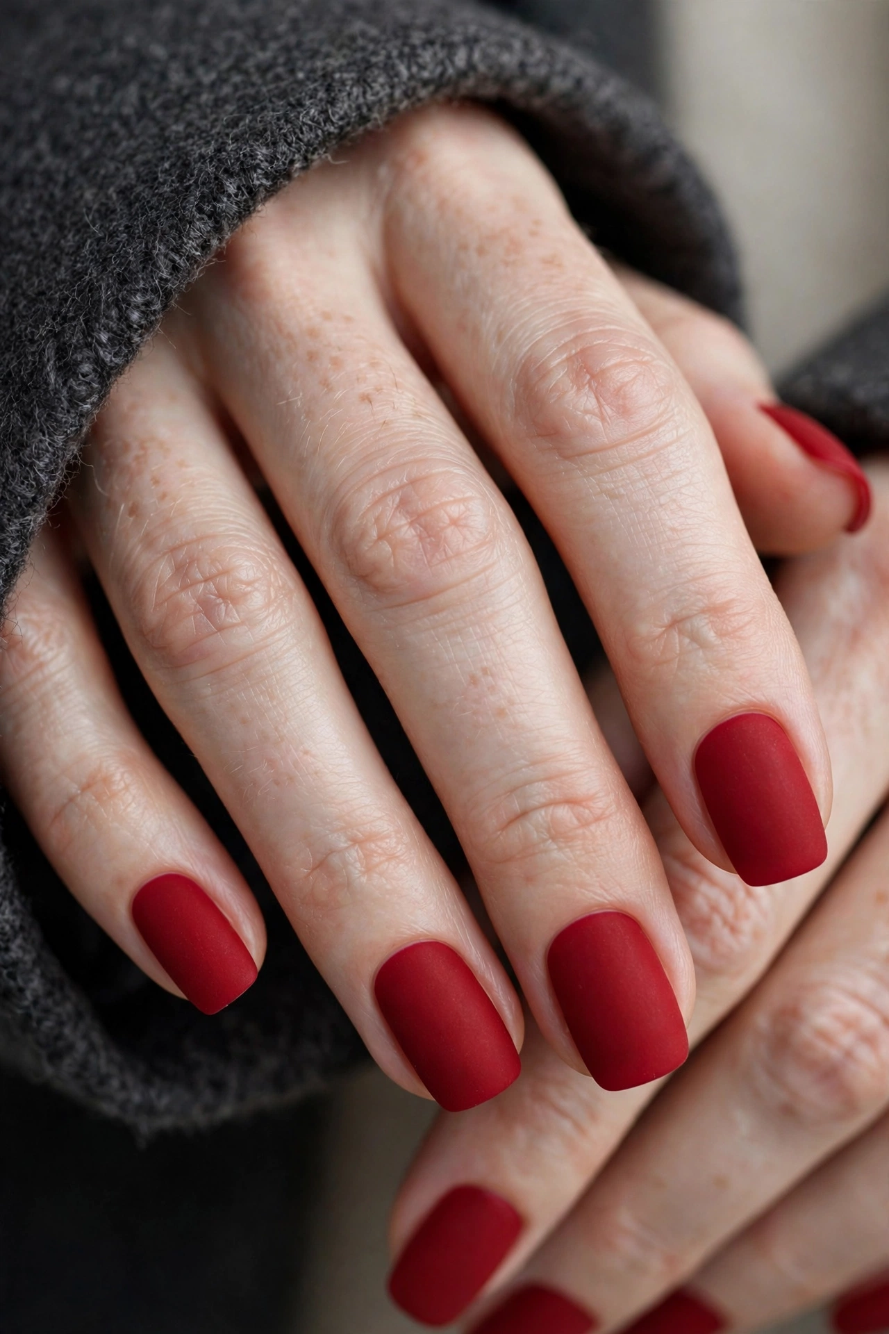 Matte red nails
