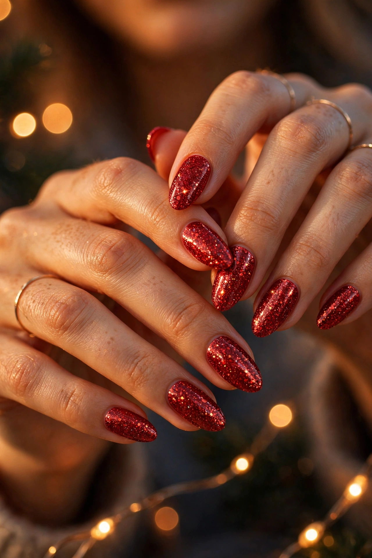 Red glitter nails