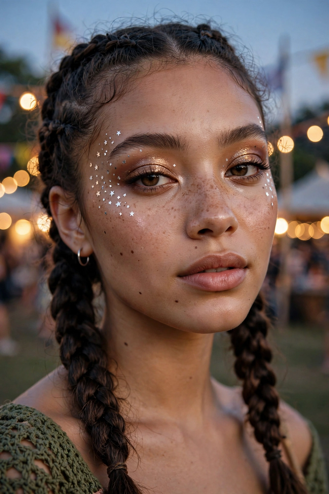 Silver star decals party makeup