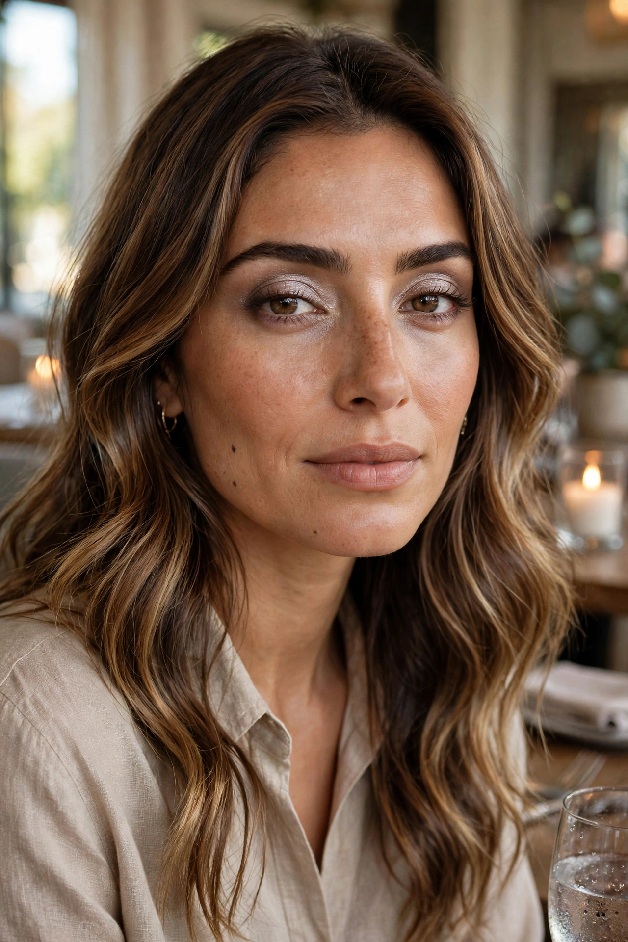 Pewter soft glam daytime silver makeup